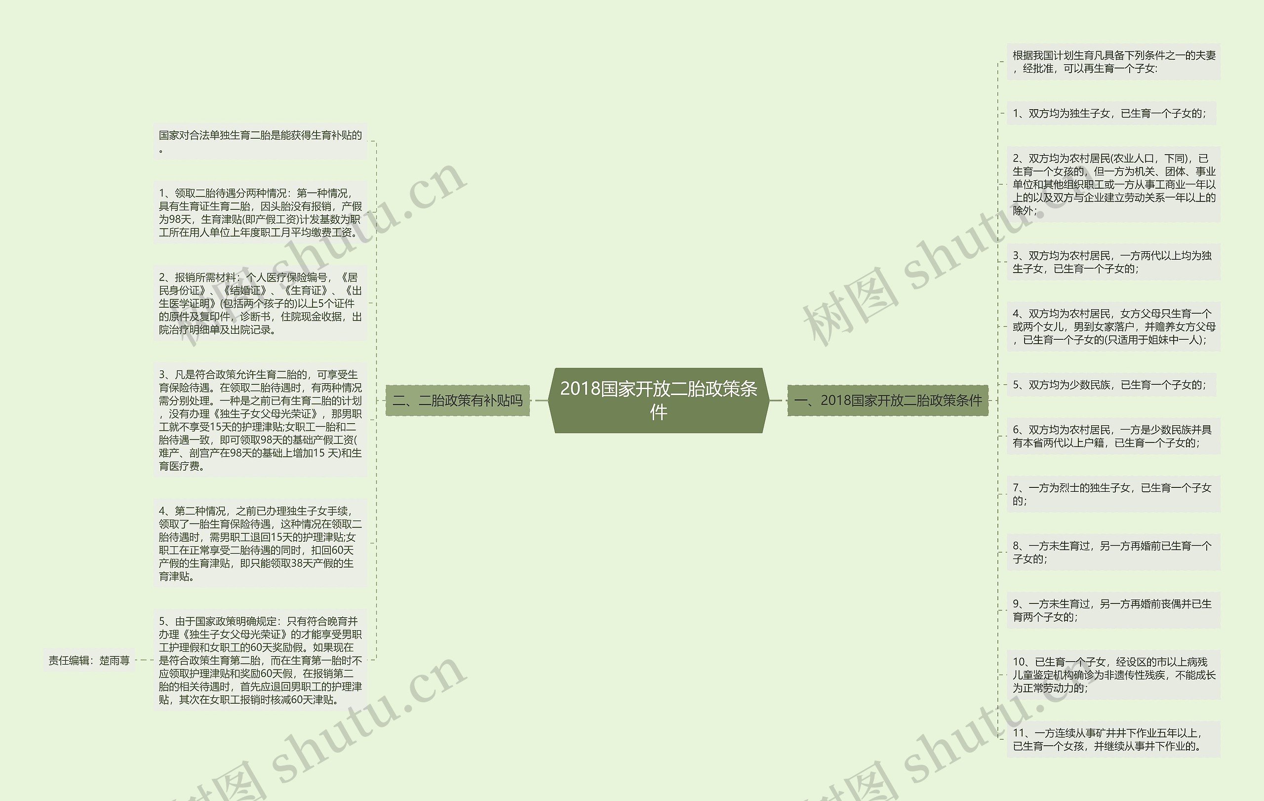 2018国家开放二胎政策条件思维导图