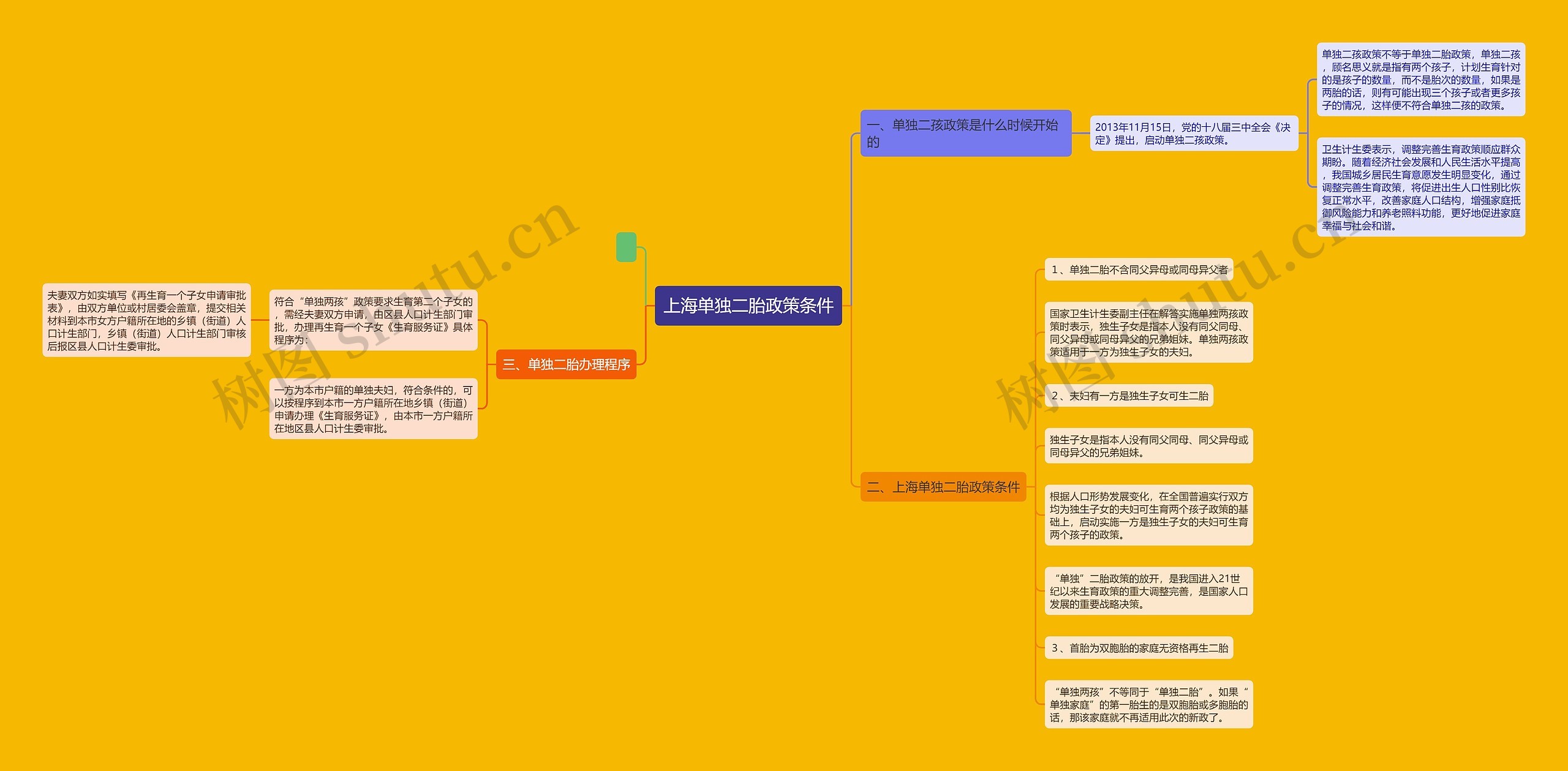 上海单独二胎政策条件思维导图