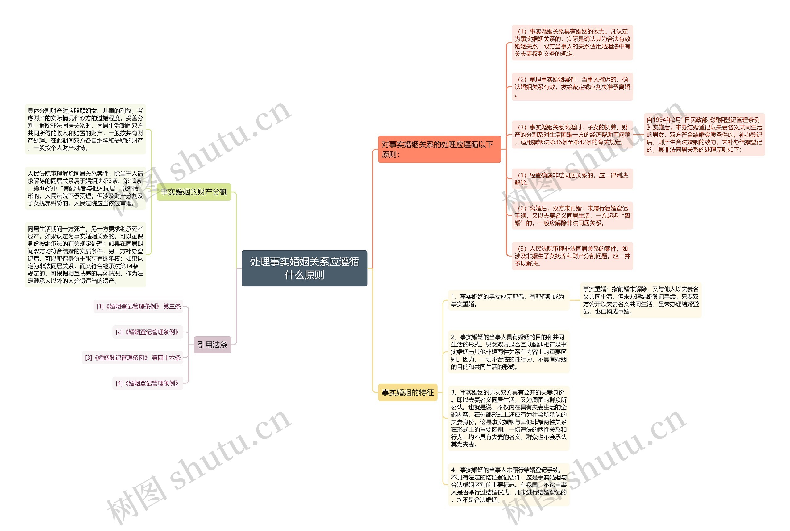 处理事实婚姻关系应遵循什么原则思维导图