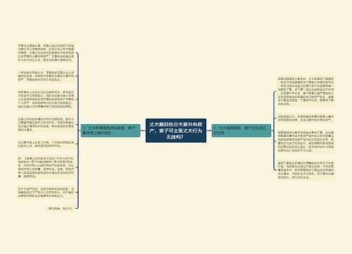 丈夫擅自处分夫妻共有房产，妻子可主张丈夫行为无效吗？