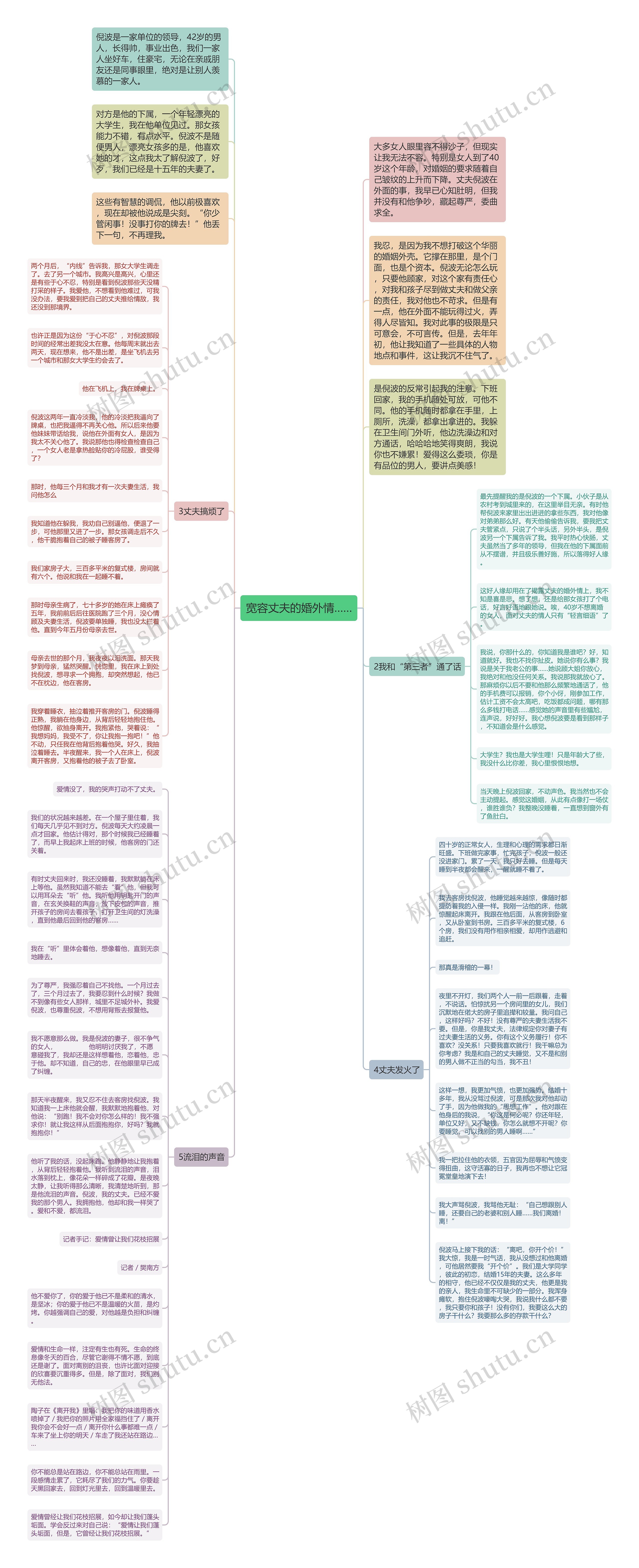 宽容丈夫的婚外情……思维导图