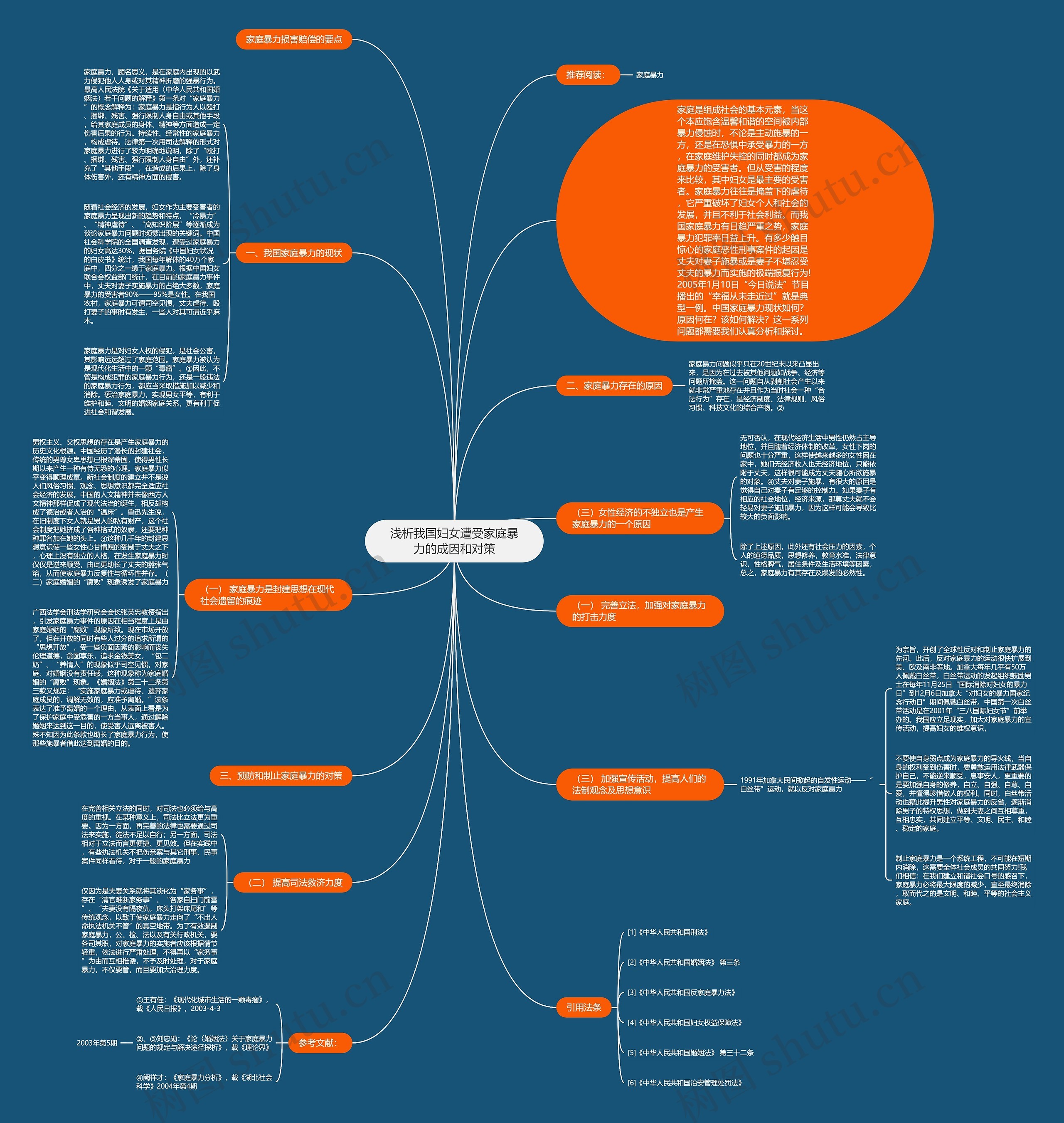 浅析我国妇女遭受家庭暴力的成因和对策思维导图
