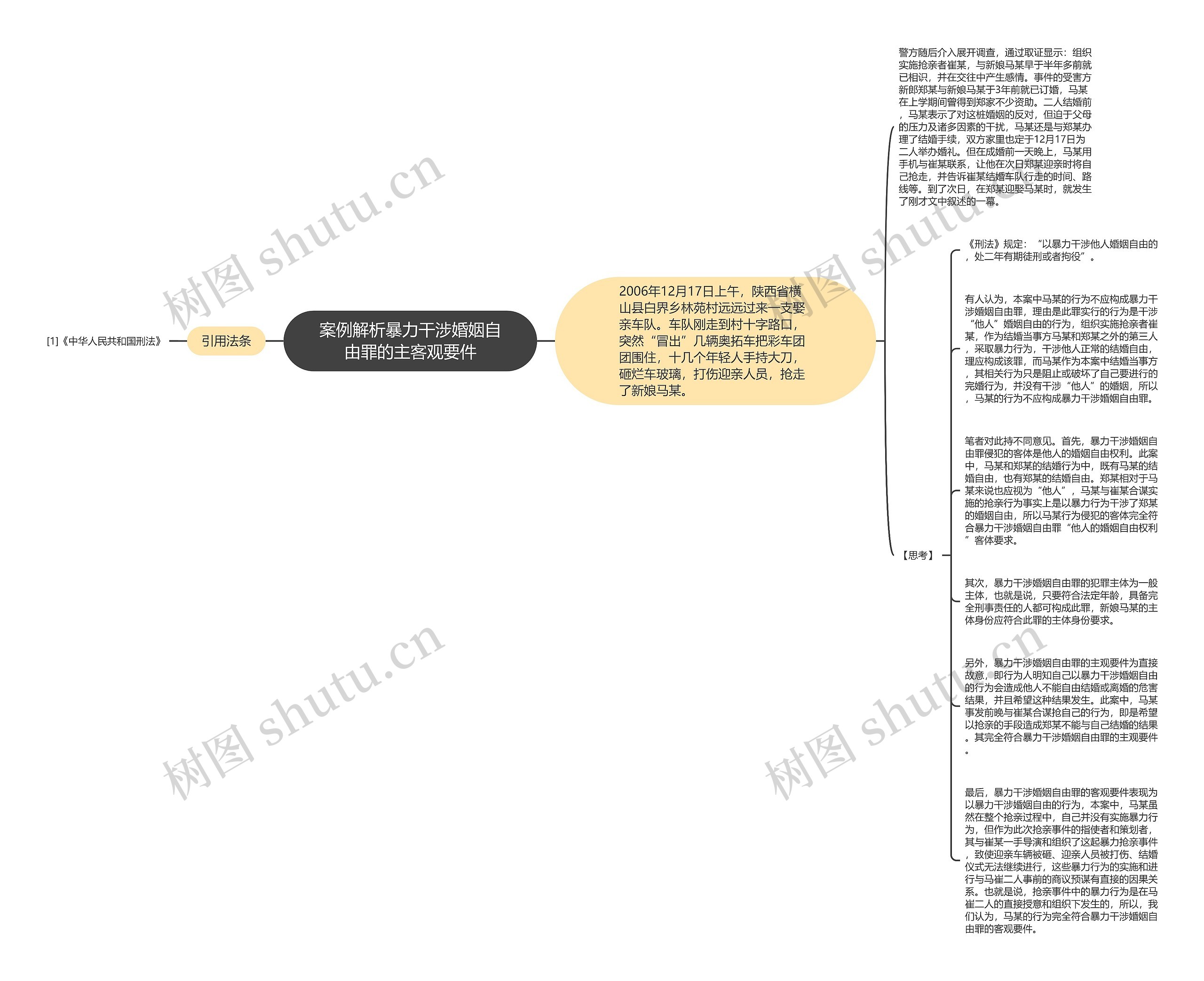 案例解析暴力干涉婚姻自由罪的主客观要件思维导图