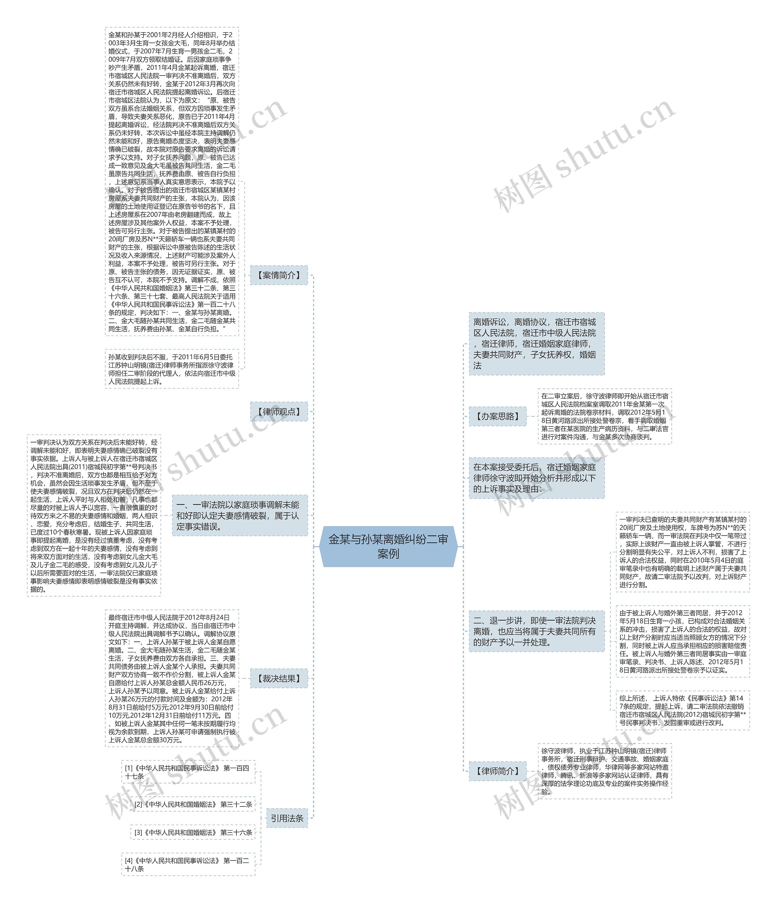 金某与孙某离婚纠纷二审案例思维导图