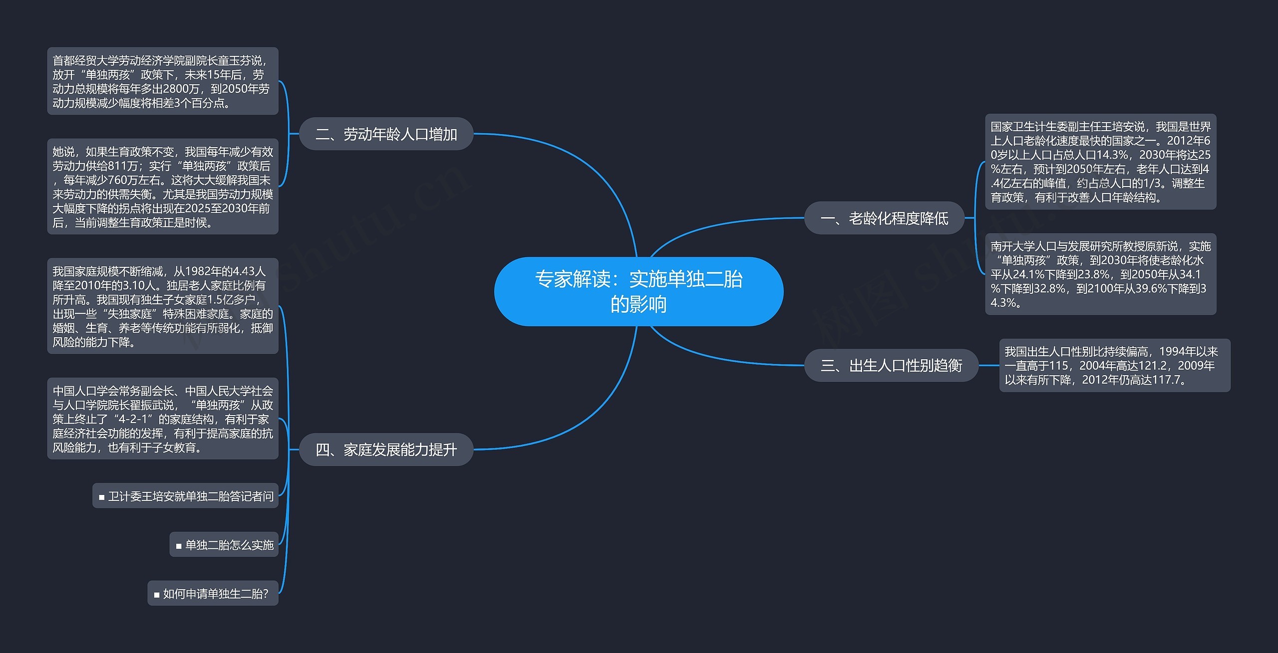 专家解读：实施单独二胎的影响思维导图