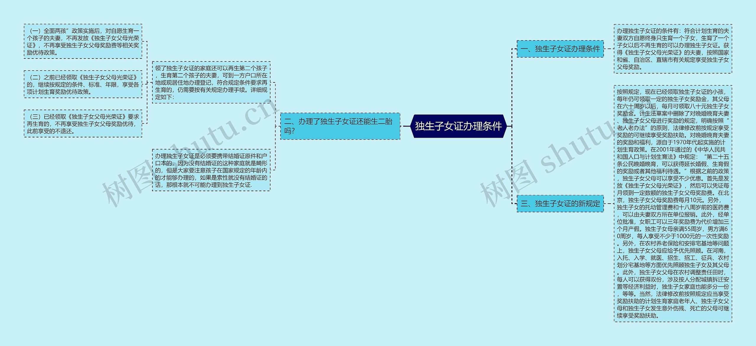 独生子女证办理条件思维导图