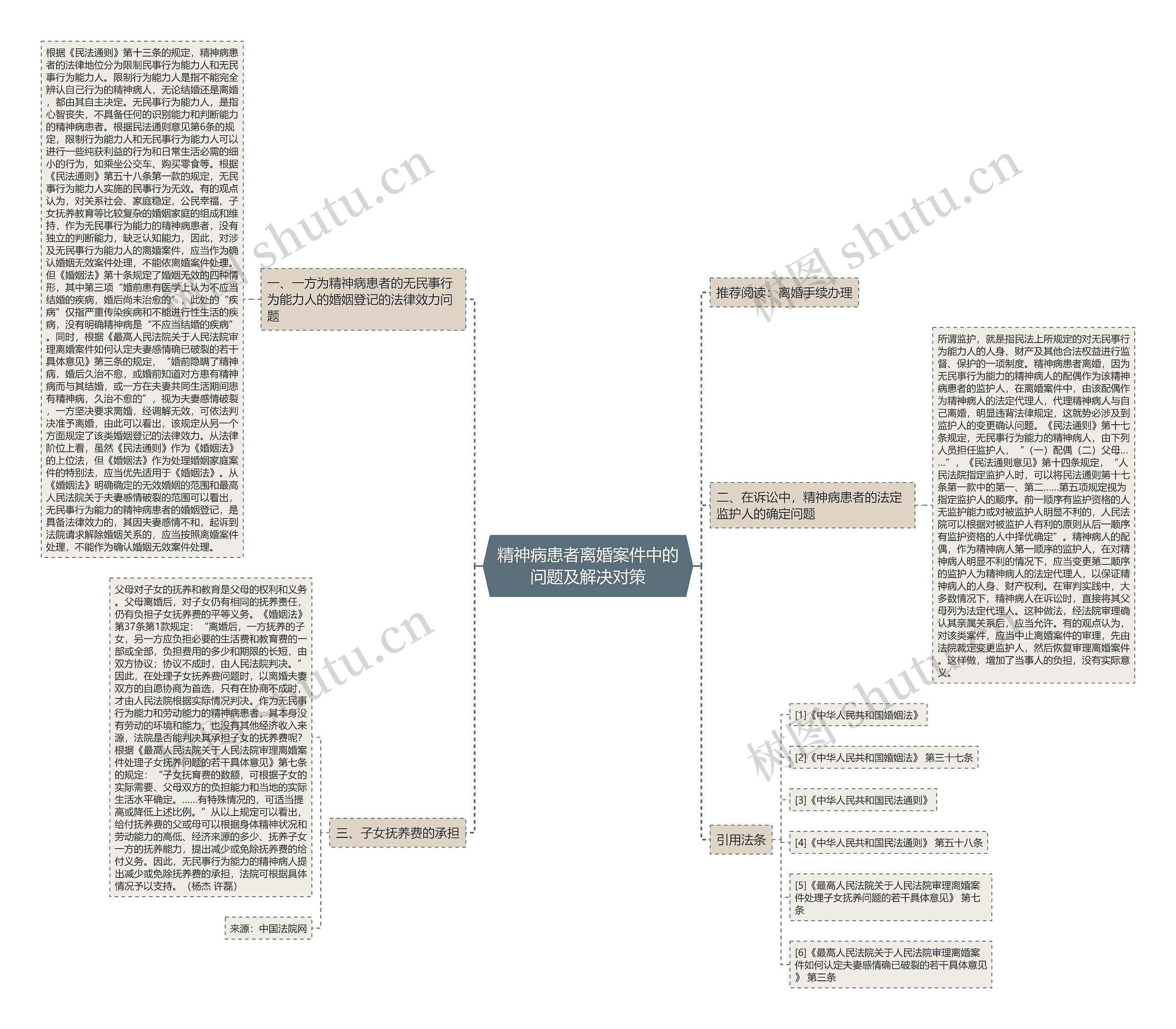 精神病患者离婚案件中的问题及解决对策思维导图