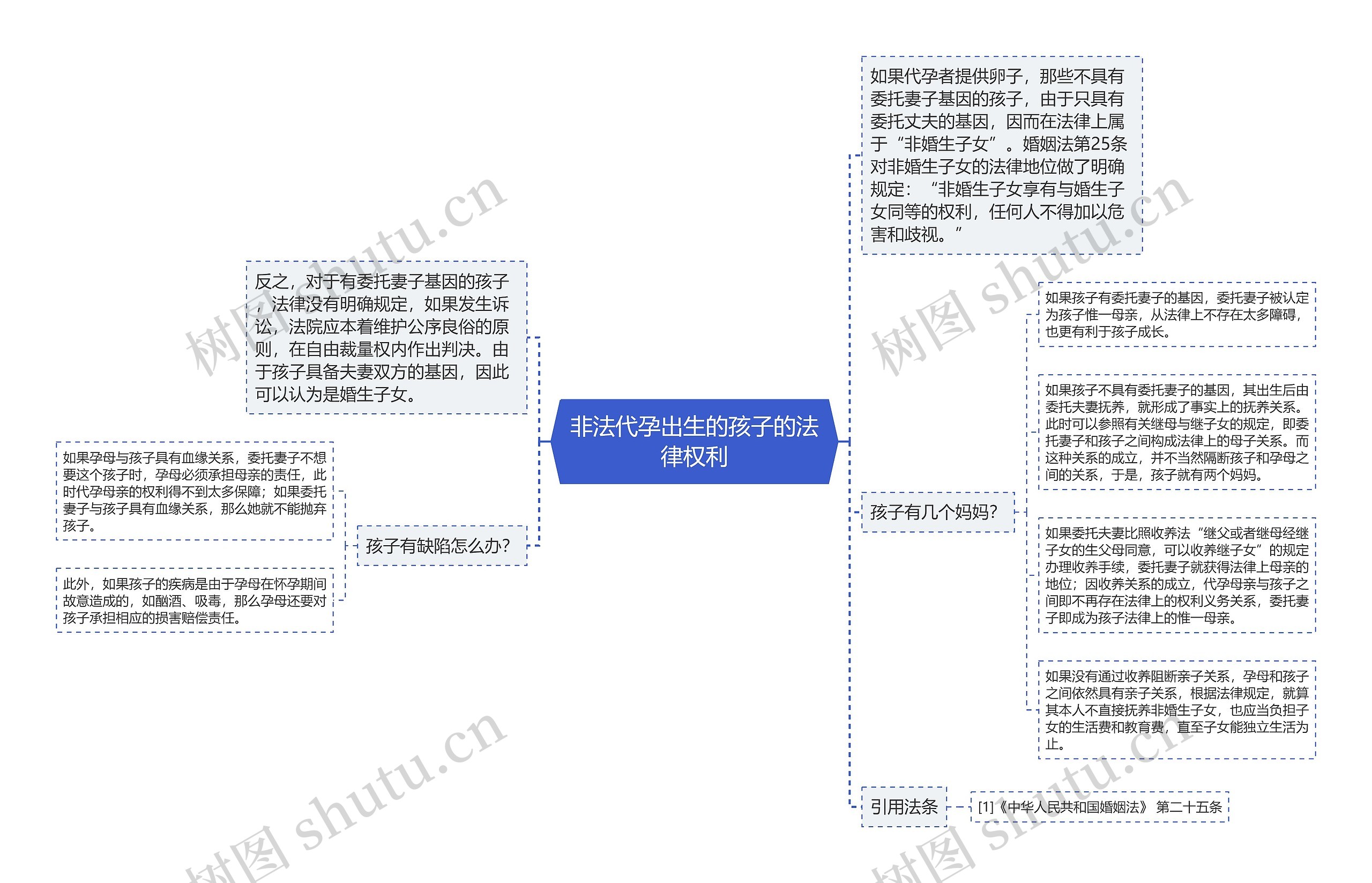 非法代孕出生的孩子的法律权利思维导图