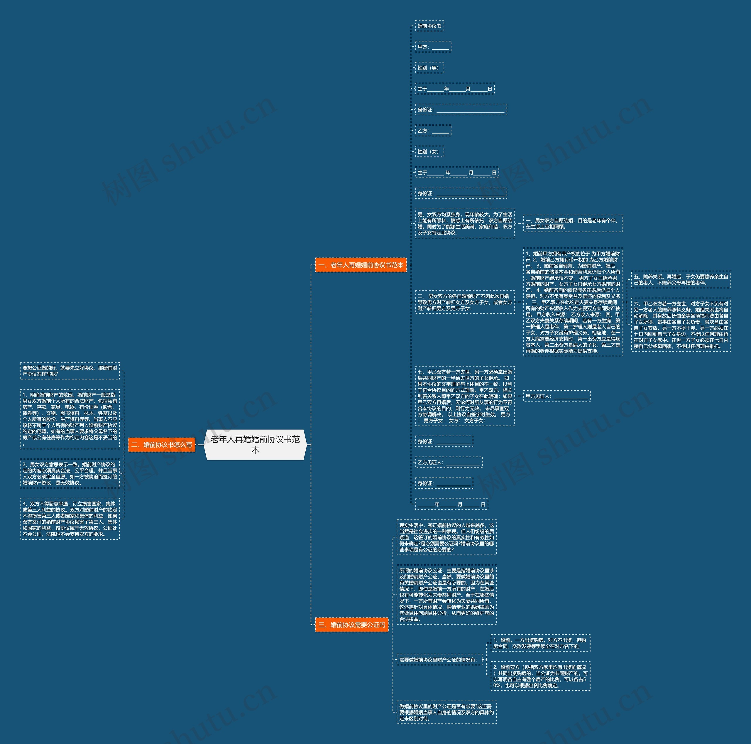 老年人再婚婚前协议书范本思维导图