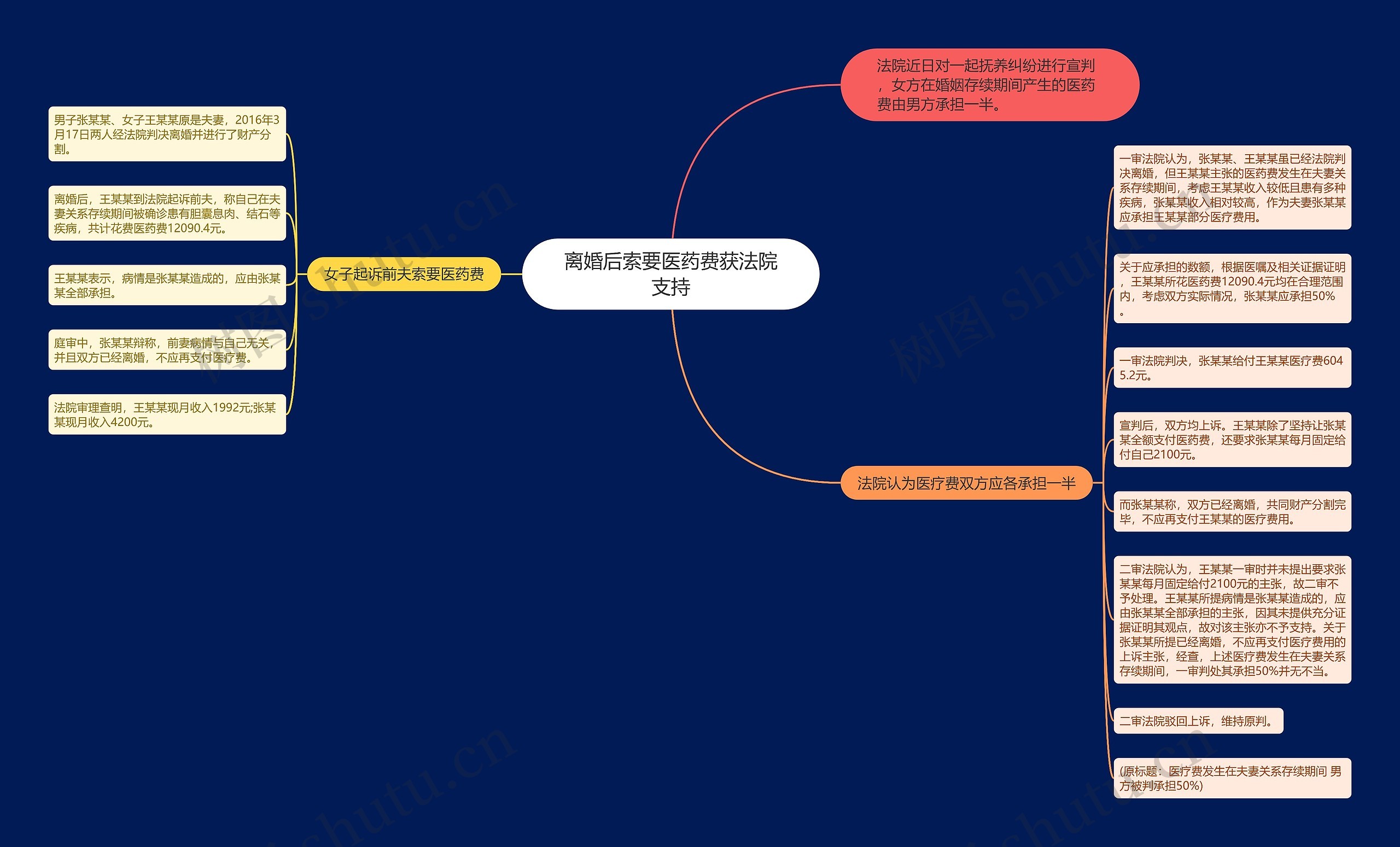 离婚后索要医药费获法院支持思维导图