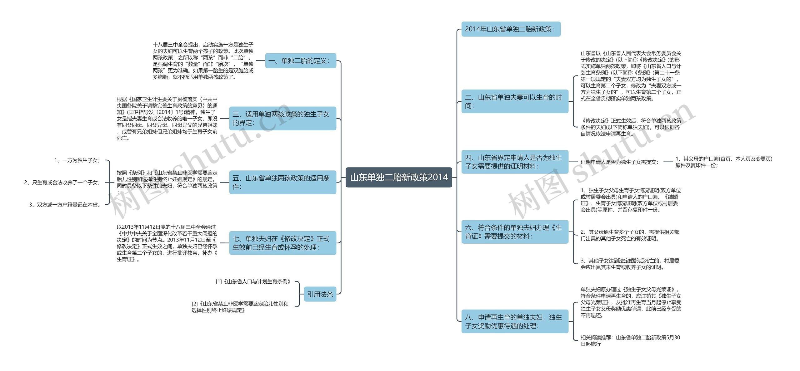 山东单独二胎新政策2014思维导图