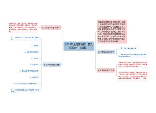 2015年生育津贴的计算及领取条件（成都）