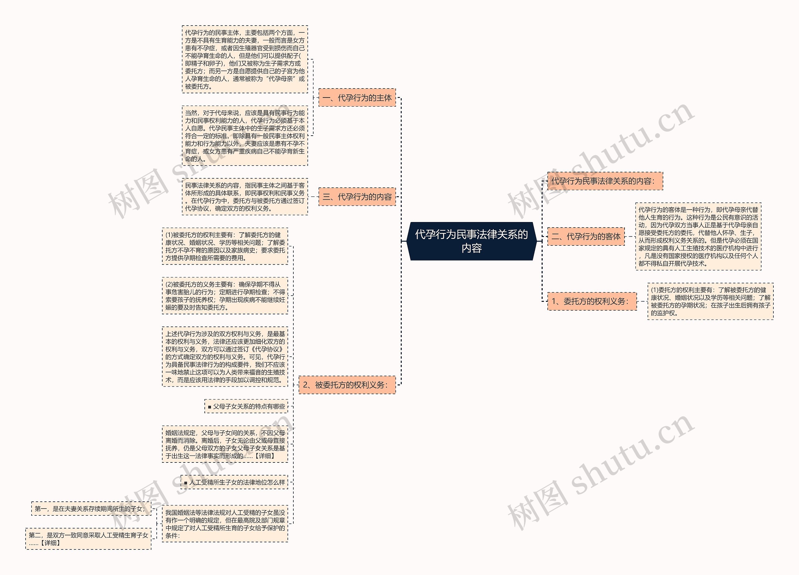 代孕行为民事法律关系的内容思维导图
