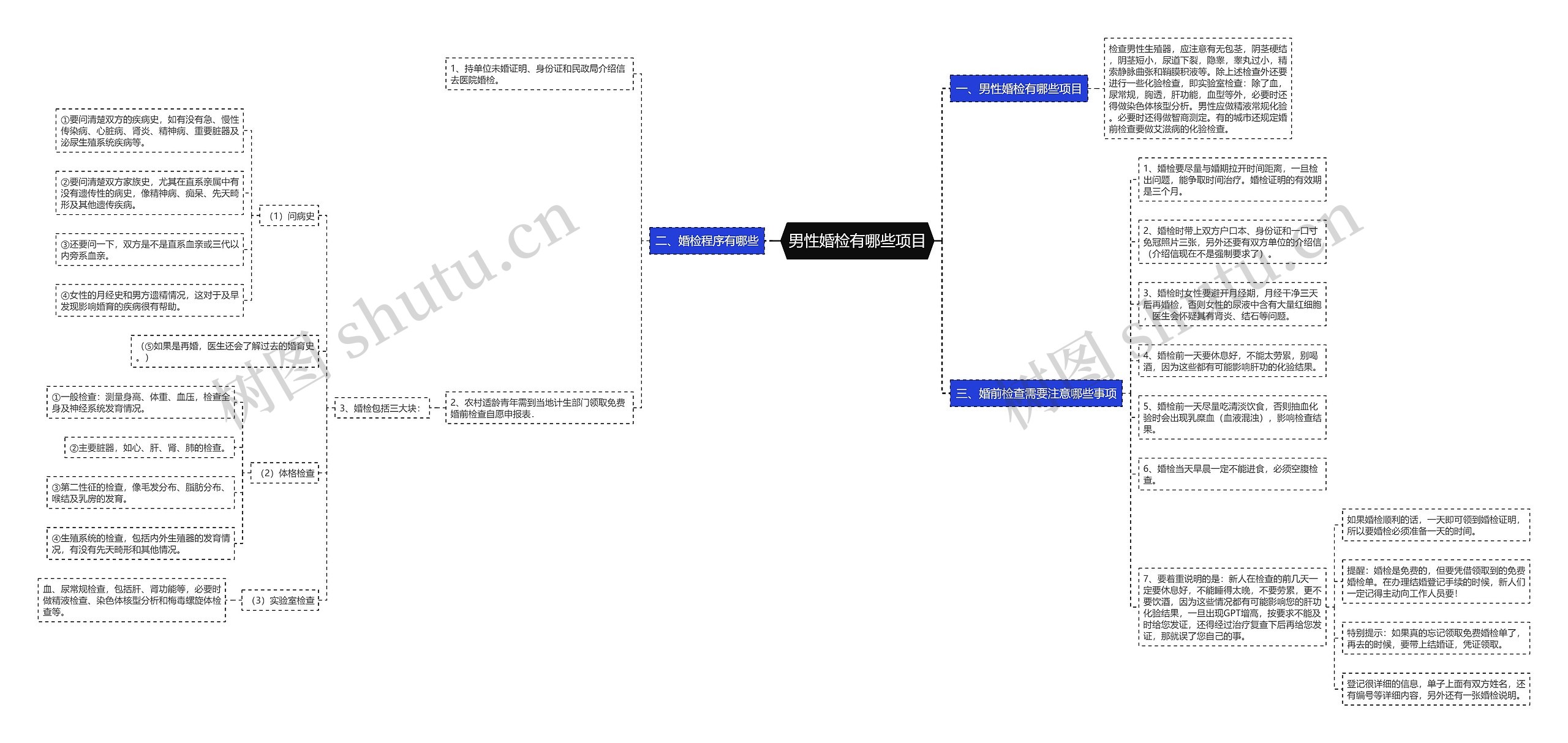 男性婚检有哪些项目思维导图