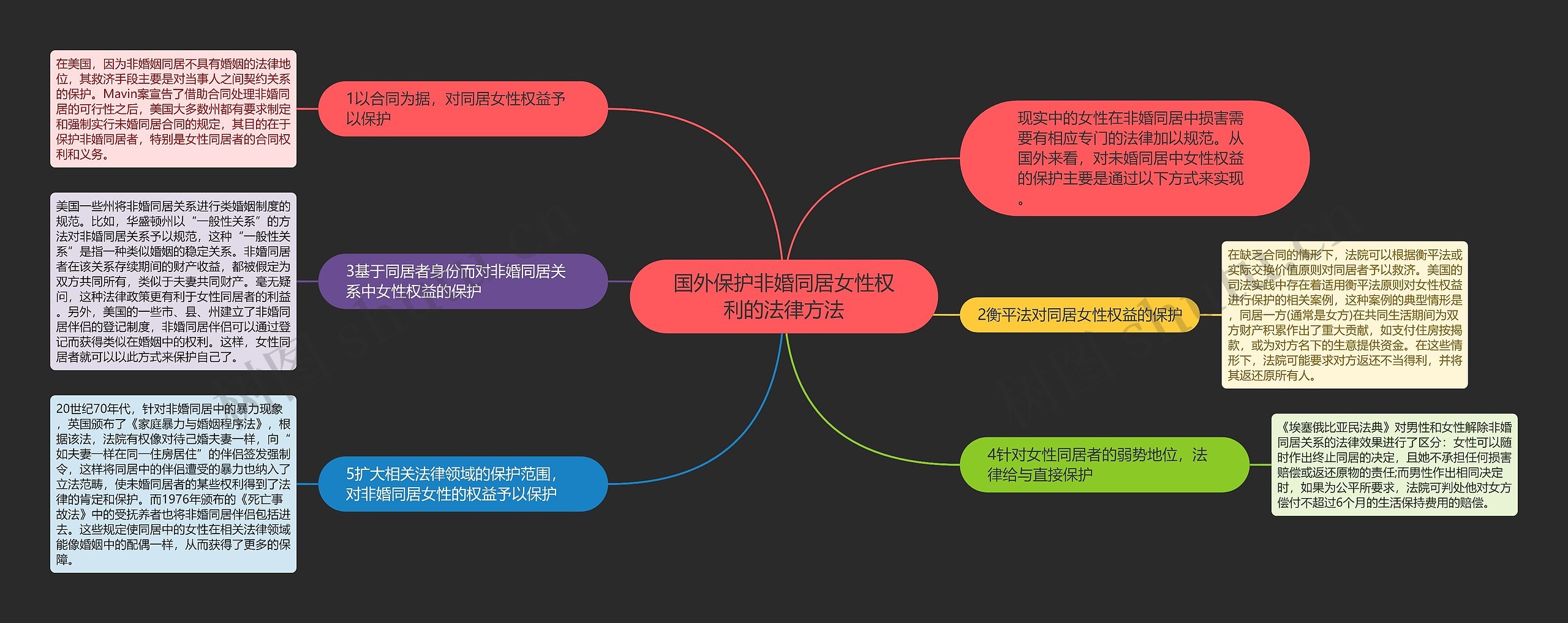 国外保护非婚同居女性权利的法律方法思维导图