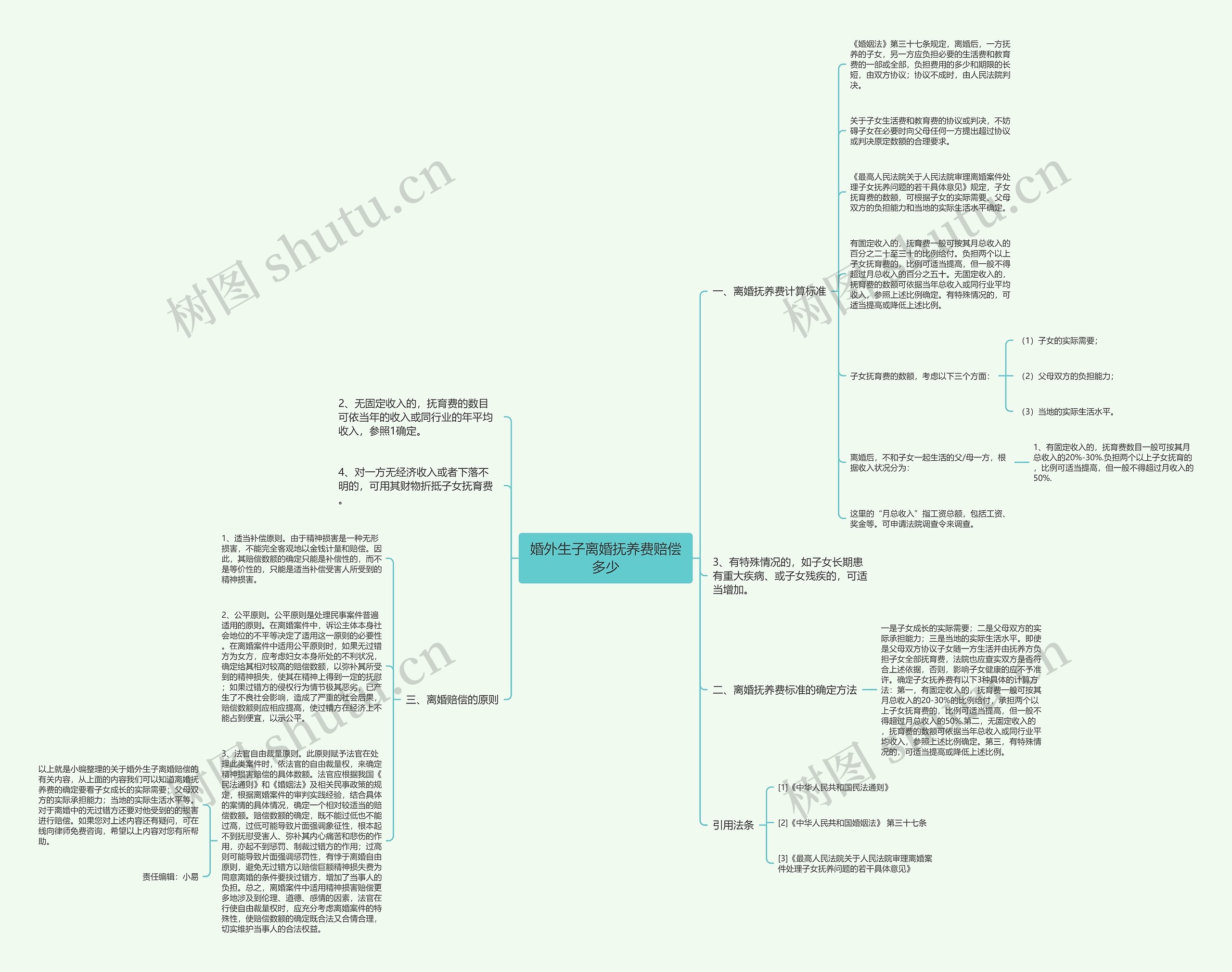 婚外生子离婚抚养费赔偿多少思维导图