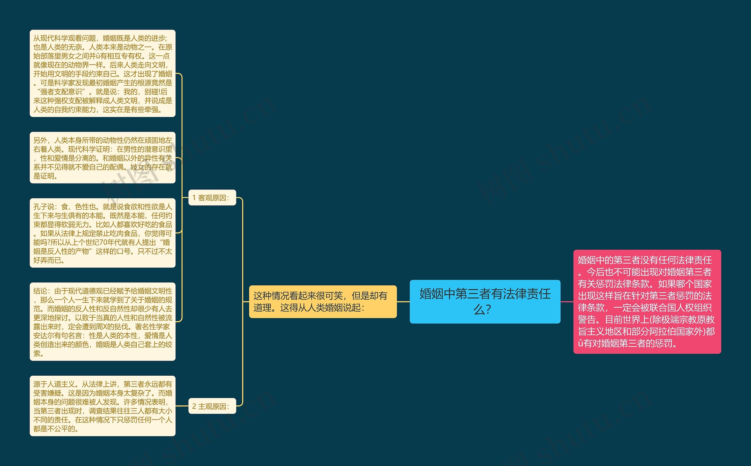 婚姻中第三者有法律责任么？思维导图