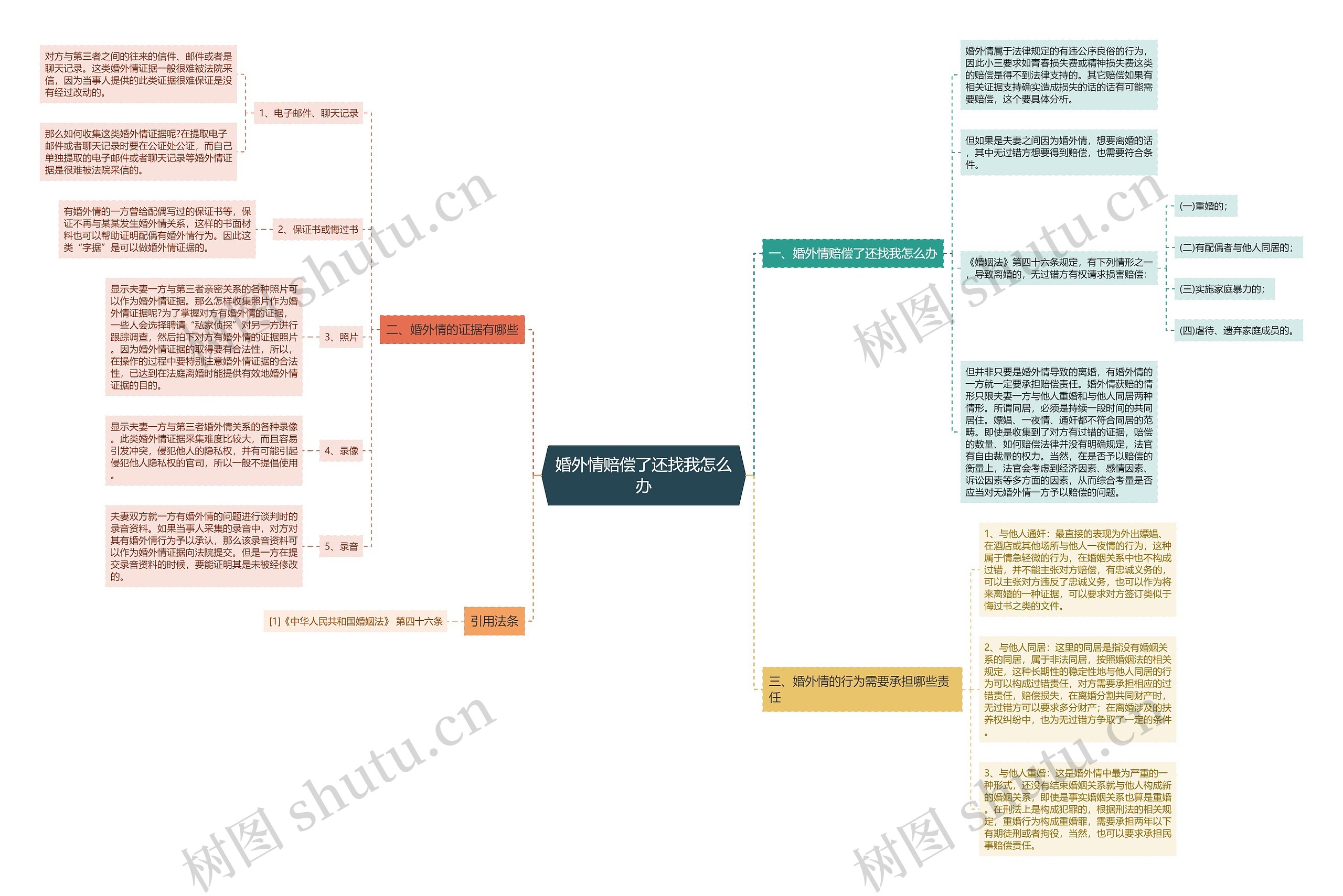 婚外情赔偿了还找我怎么办思维导图