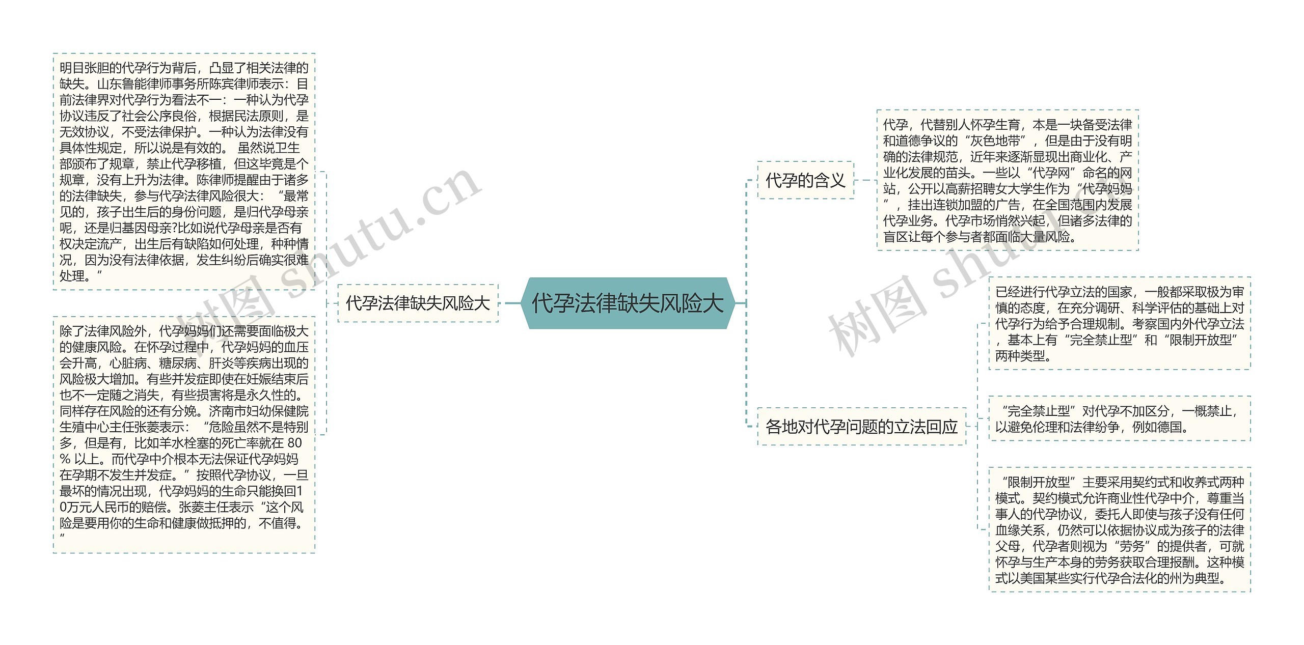 代孕法律缺失风险大思维导图