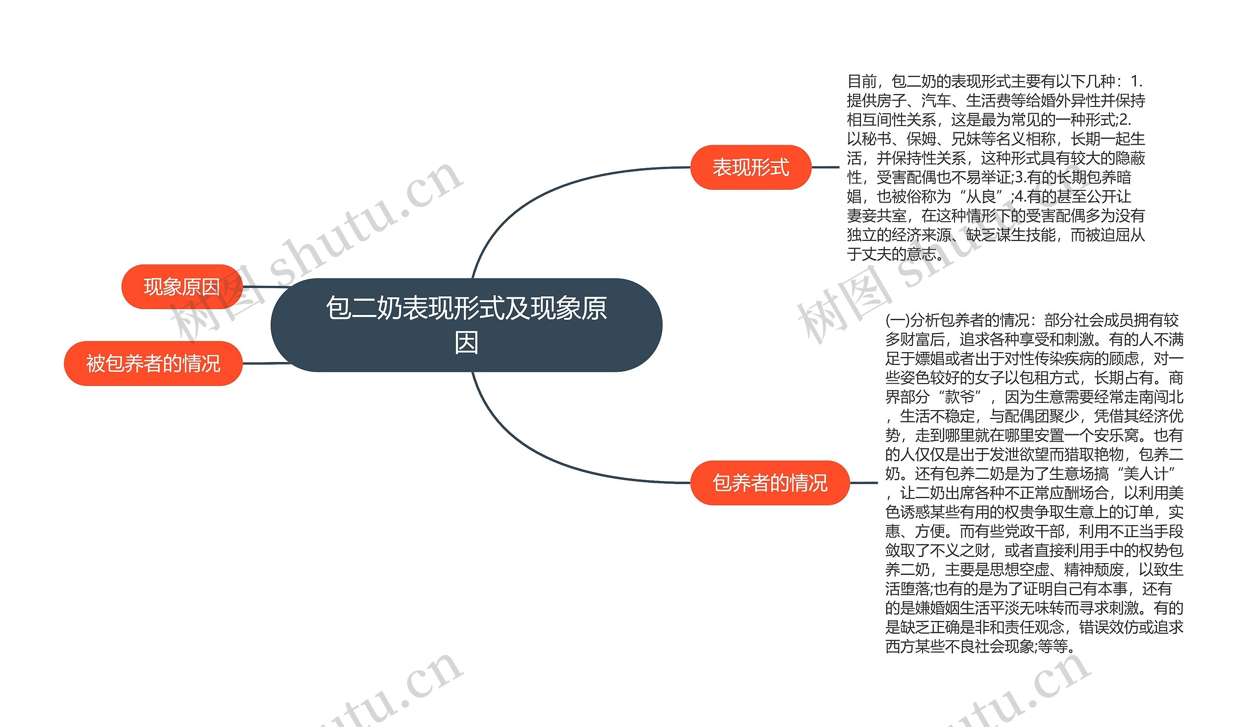 包二奶表现形式及现象原因思维导图