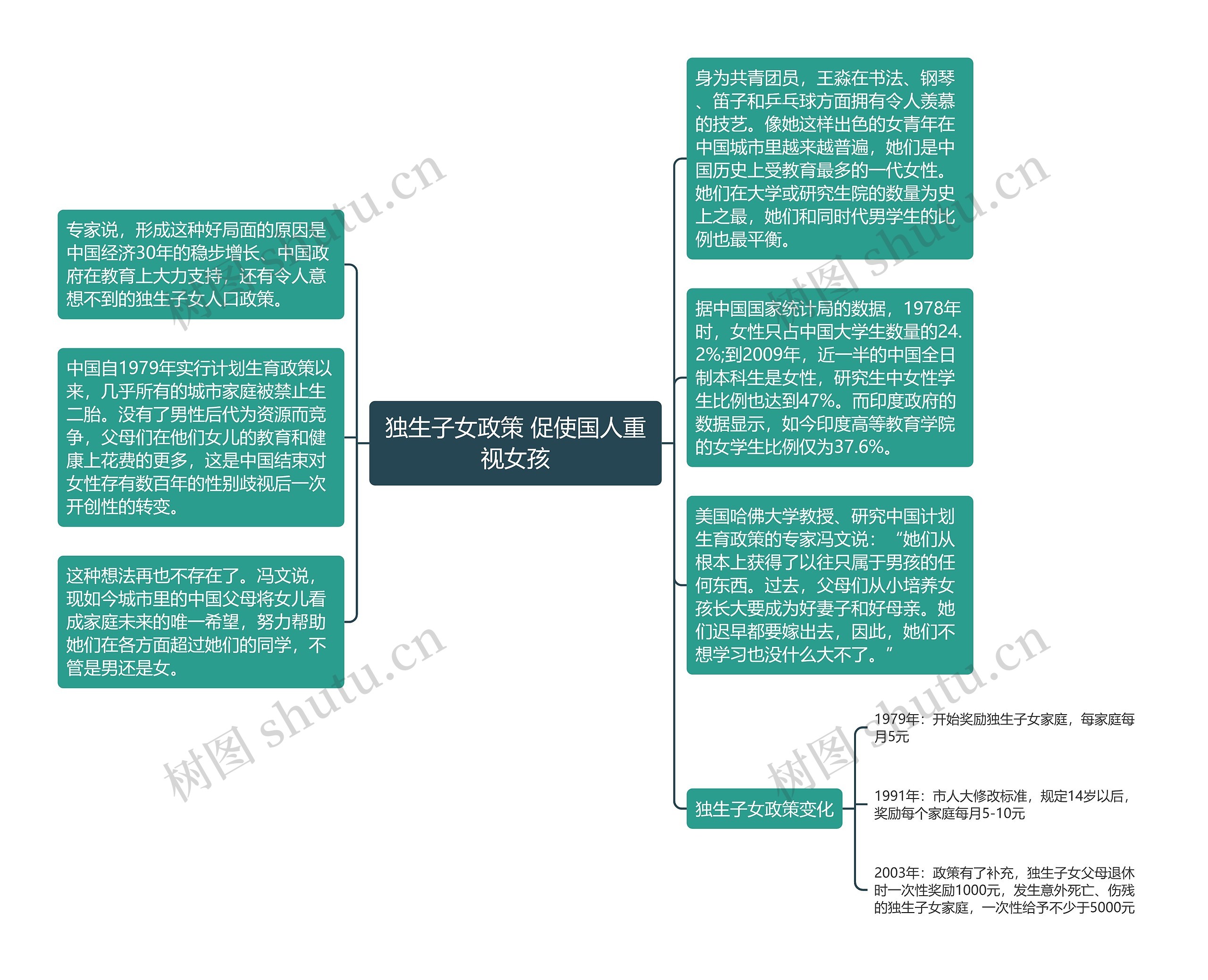 独生子女政策 促使国人重视女孩思维导图