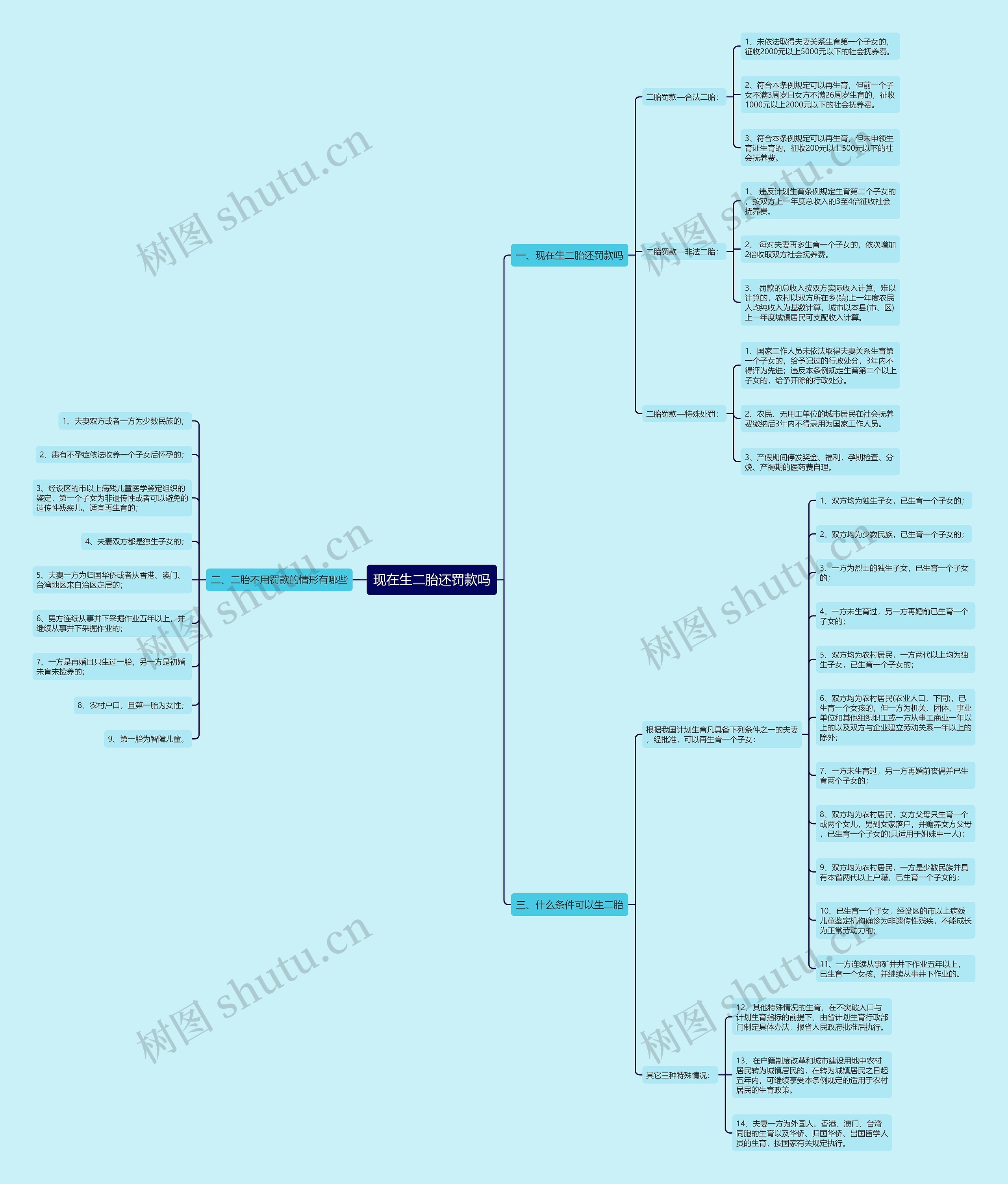 现在生二胎还罚款吗思维导图