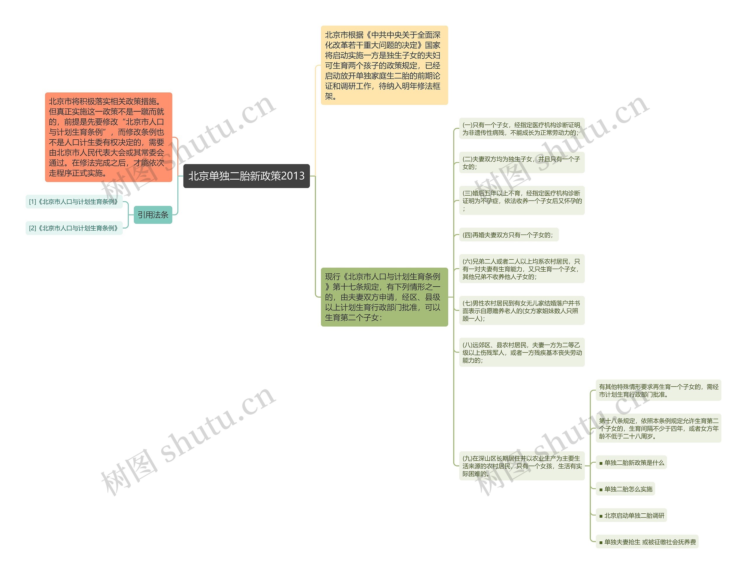 北京单独二胎新政策2013思维导图