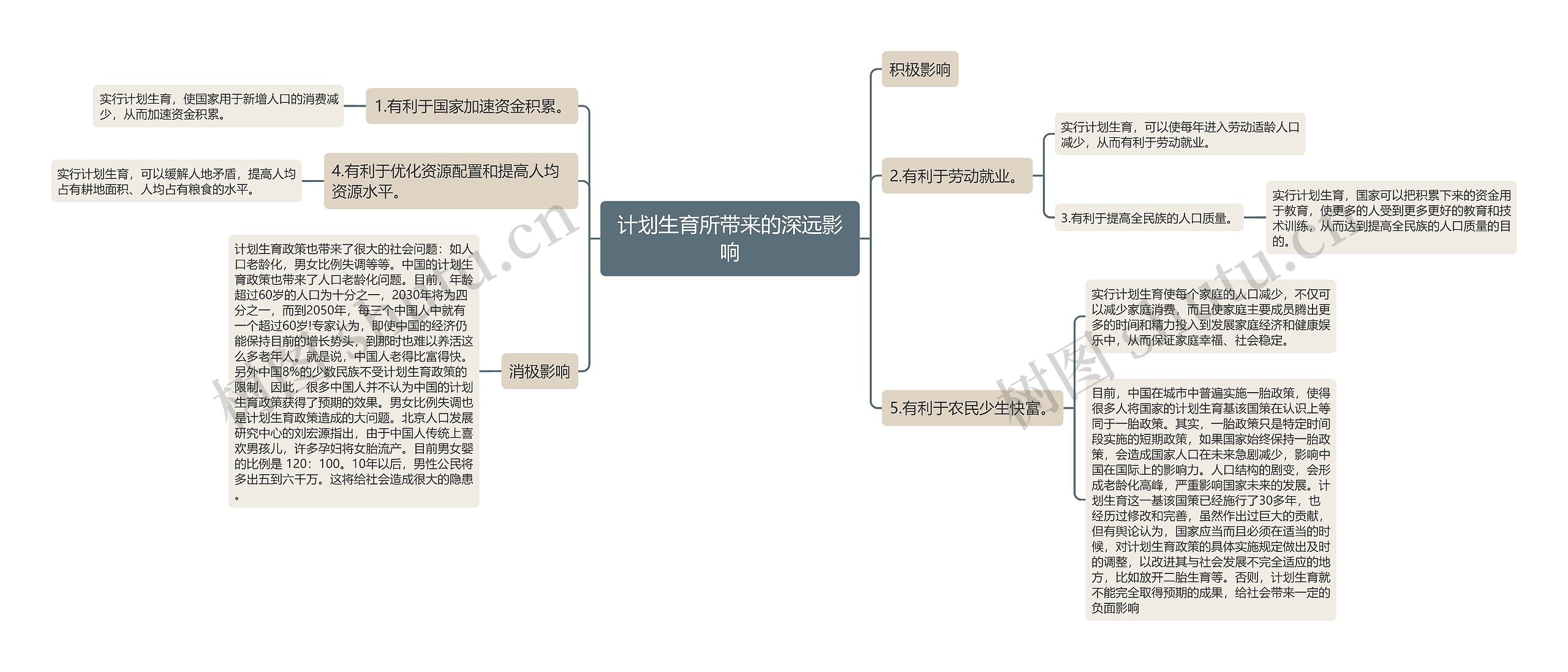 计划生育所带来的深远影响思维导图