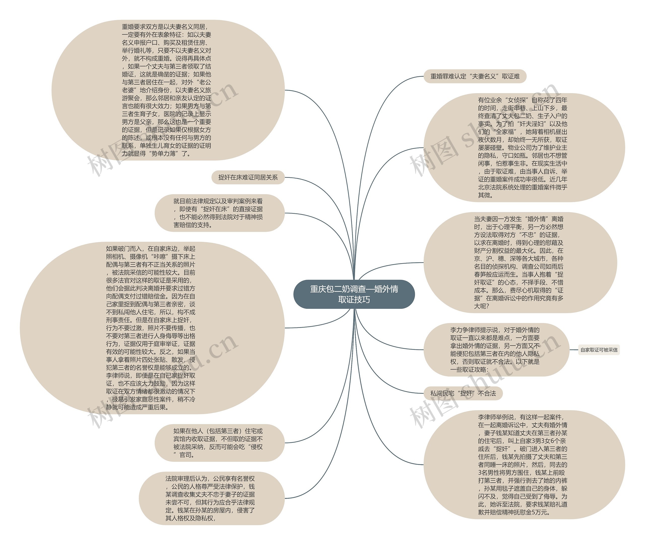 重庆包二奶调查—婚外情取证技巧思维导图