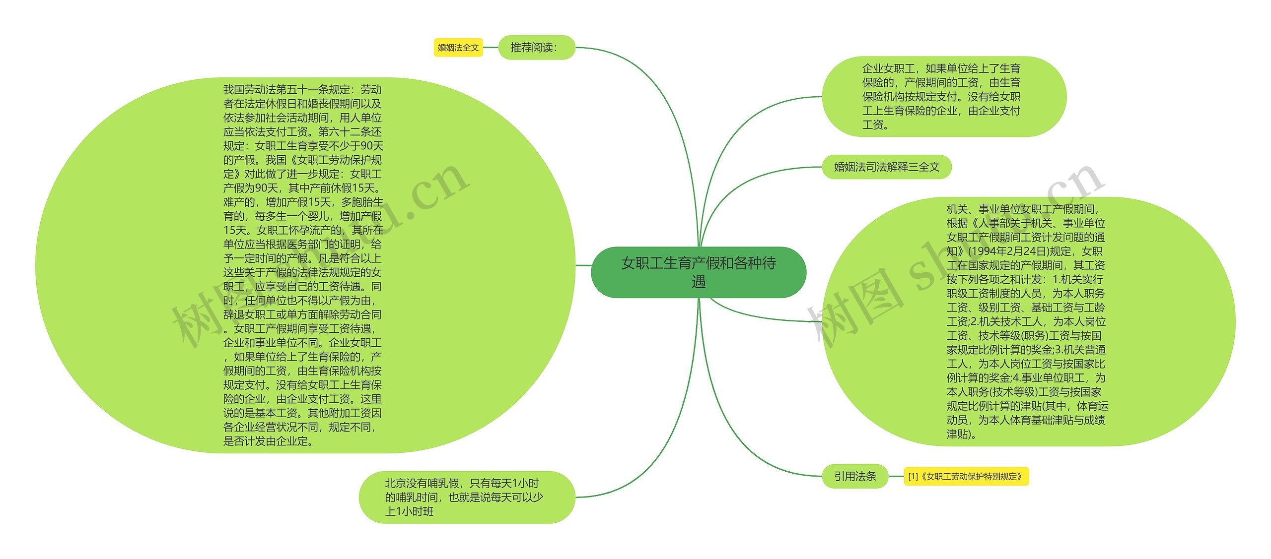 女职工生育产假和各种待遇思维导图