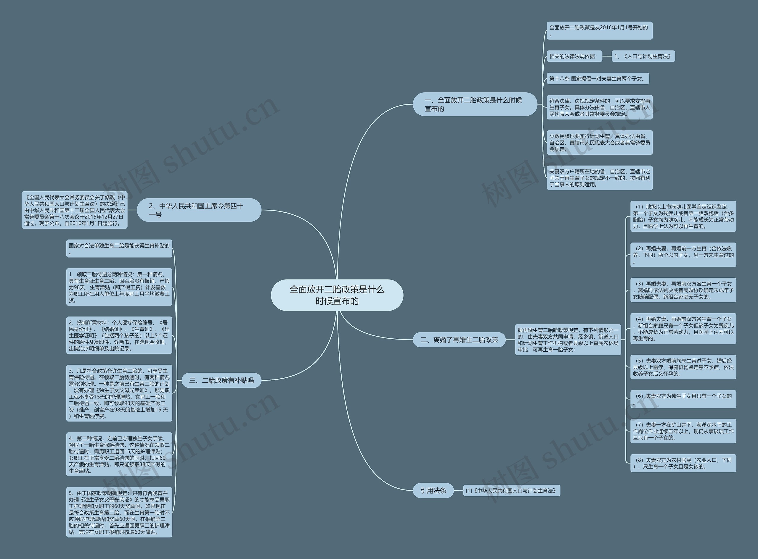 全面放开二胎政策是什么时候宣布的思维导图