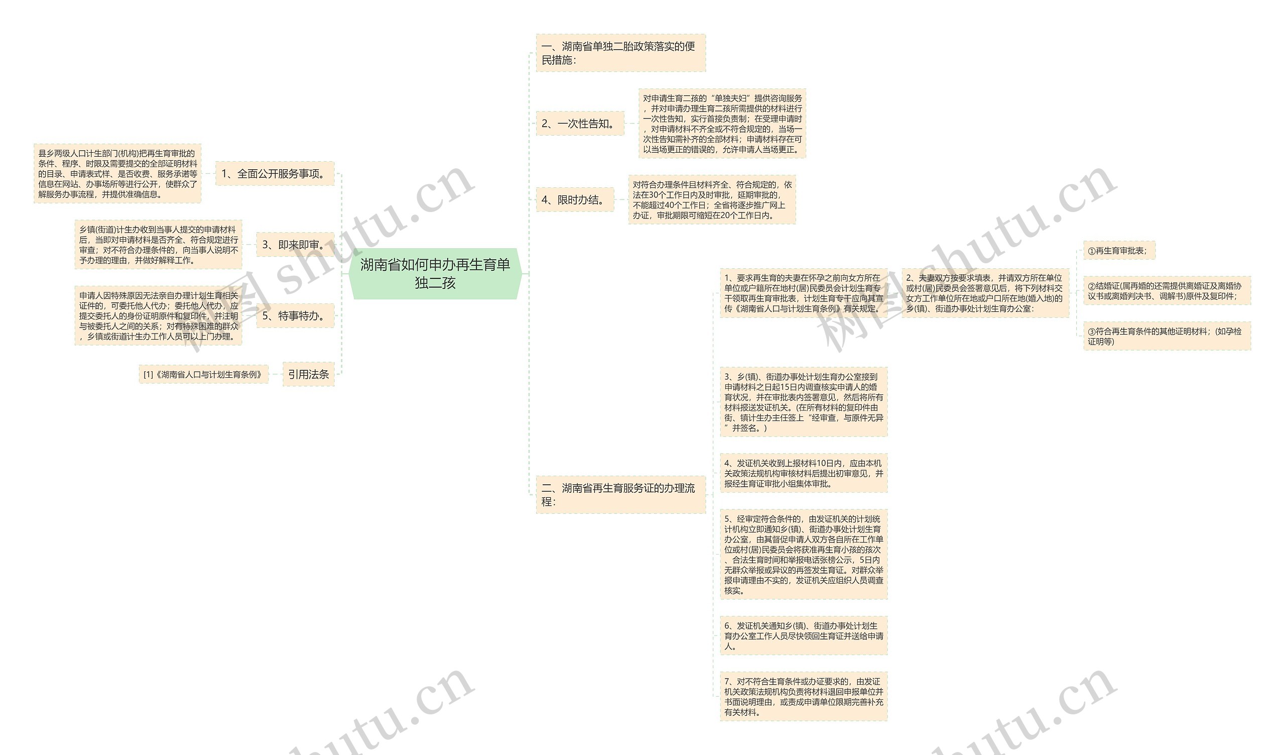 湖南省如何申办再生育单独二孩思维导图