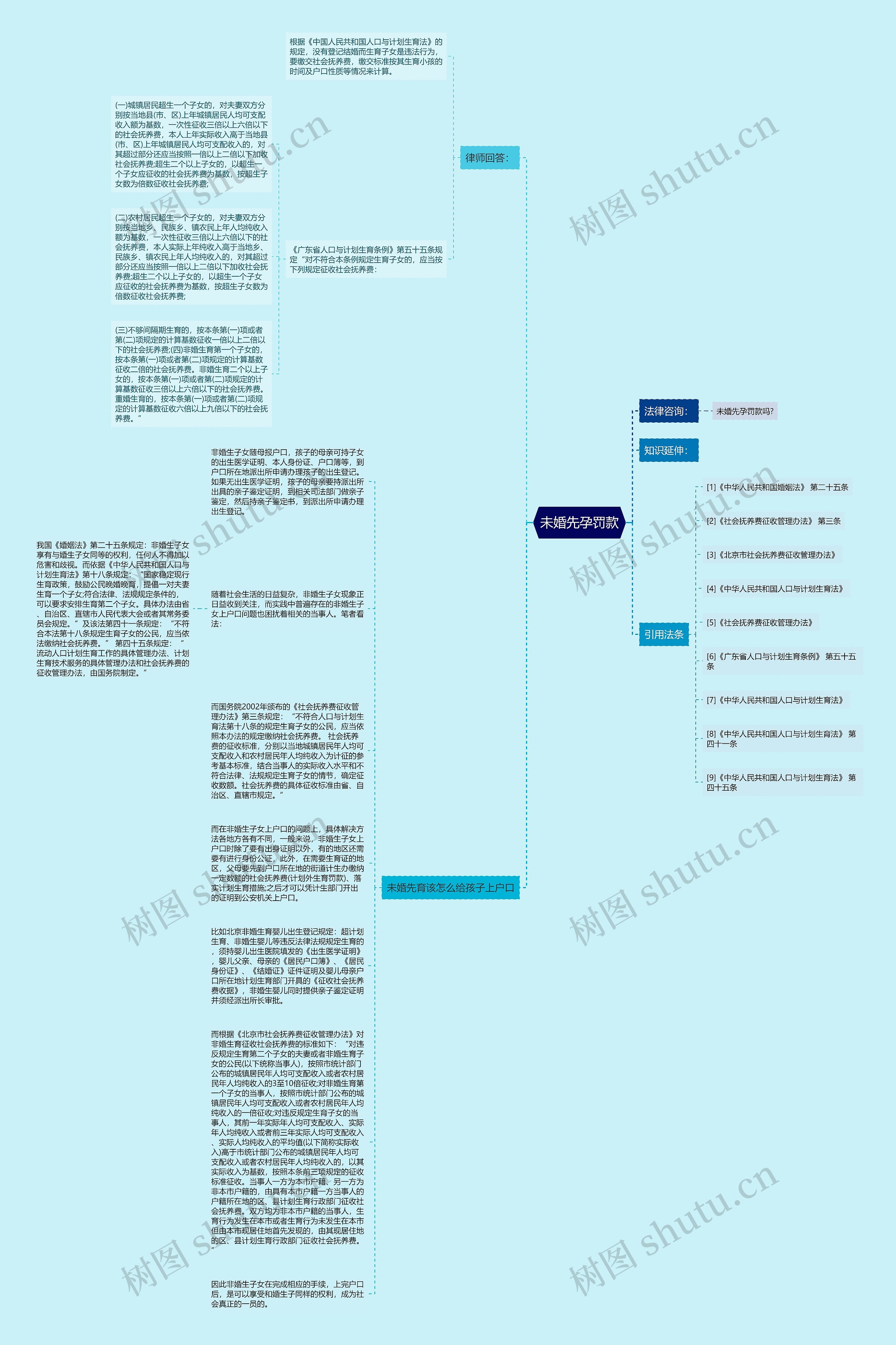 未婚先孕罚款思维导图