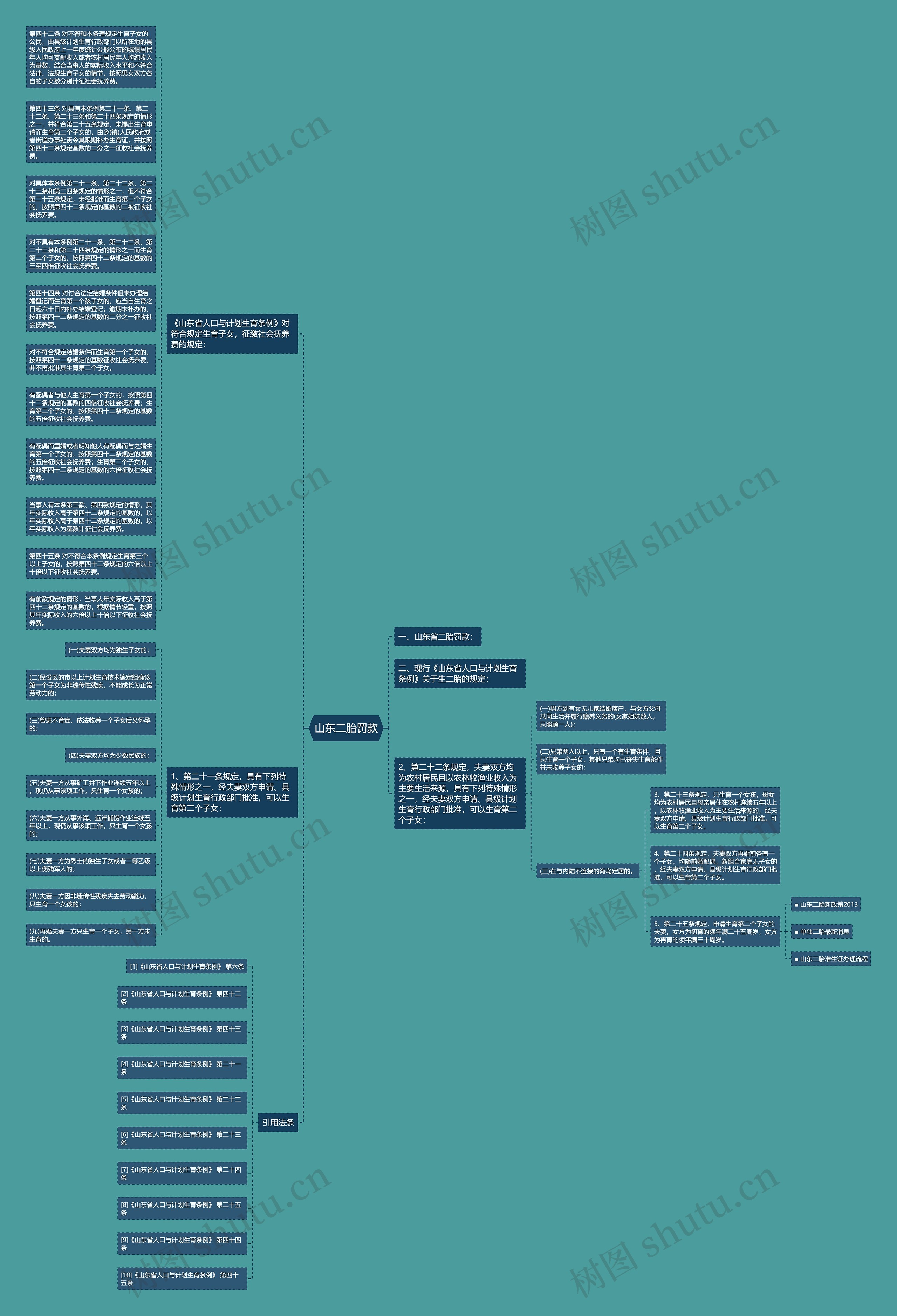 山东二胎罚款思维导图
