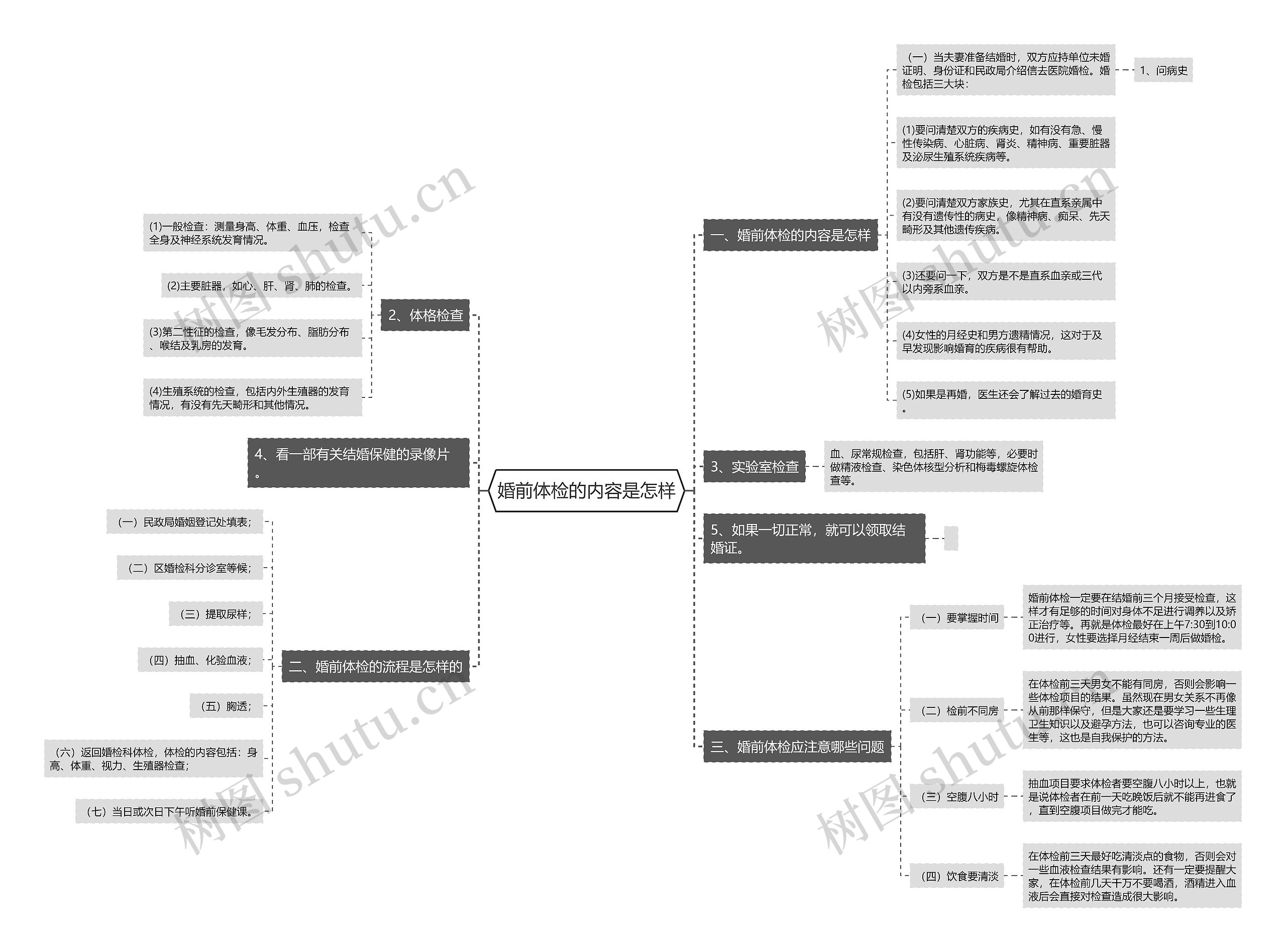 婚前体检的内容是怎样思维导图