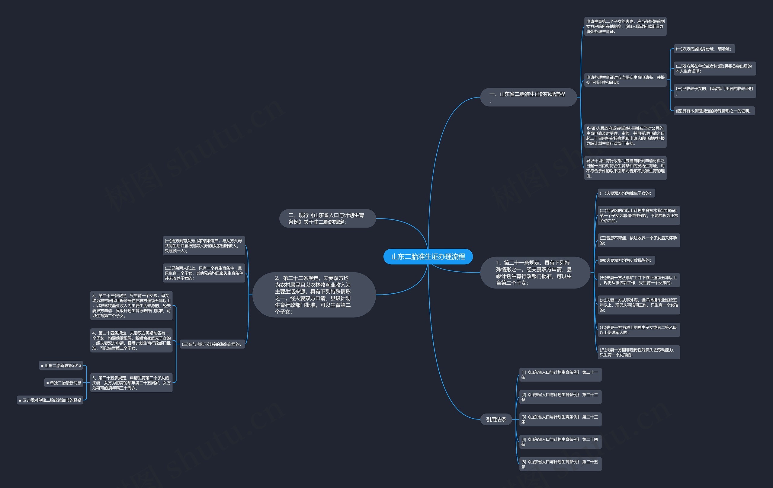 山东二胎准生证办理流程思维导图