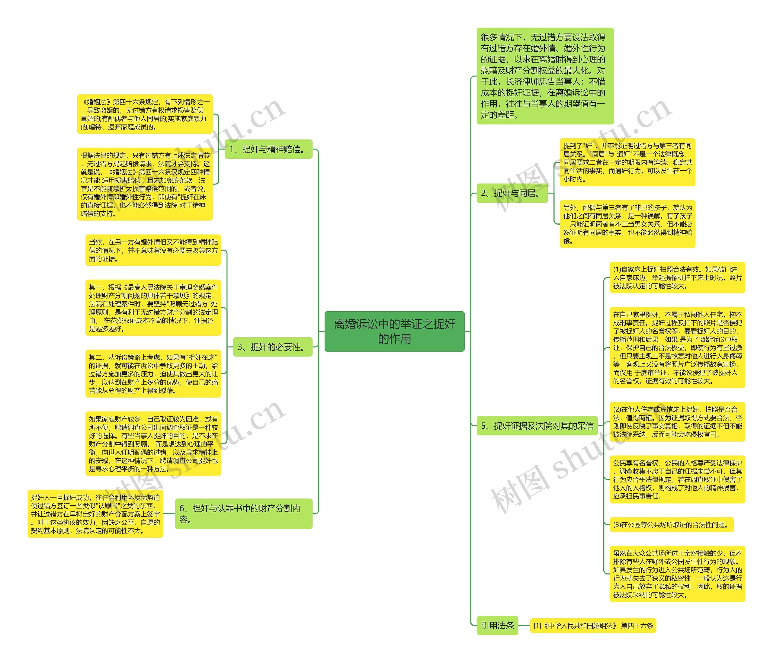 离婚诉讼中的举证之捉奸的作用思维导图