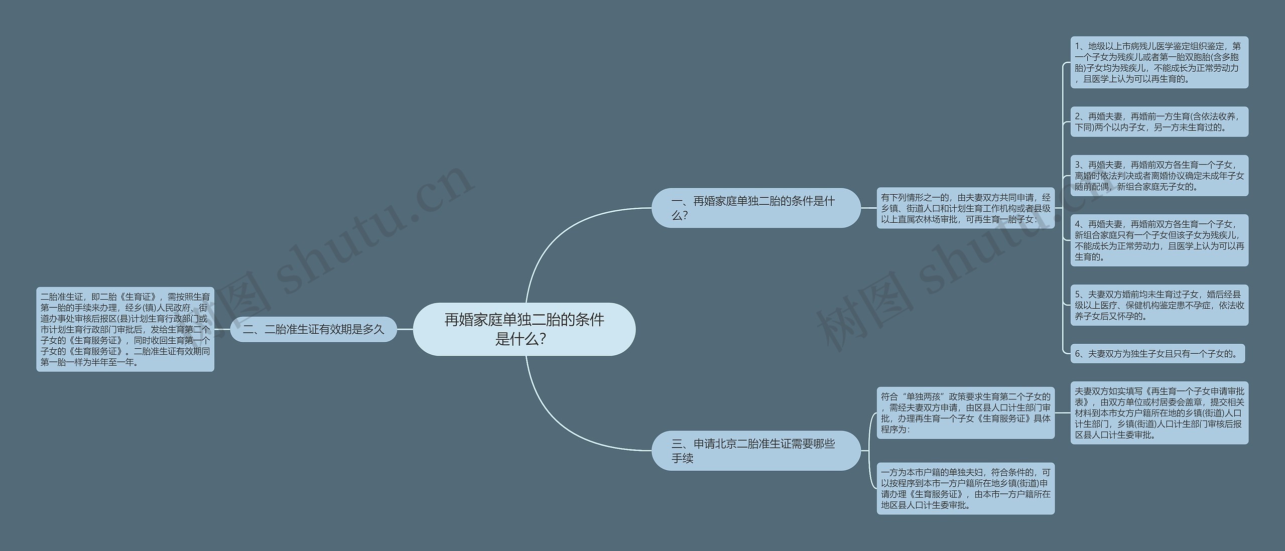 再婚家庭单独二胎的条件是什么？思维导图