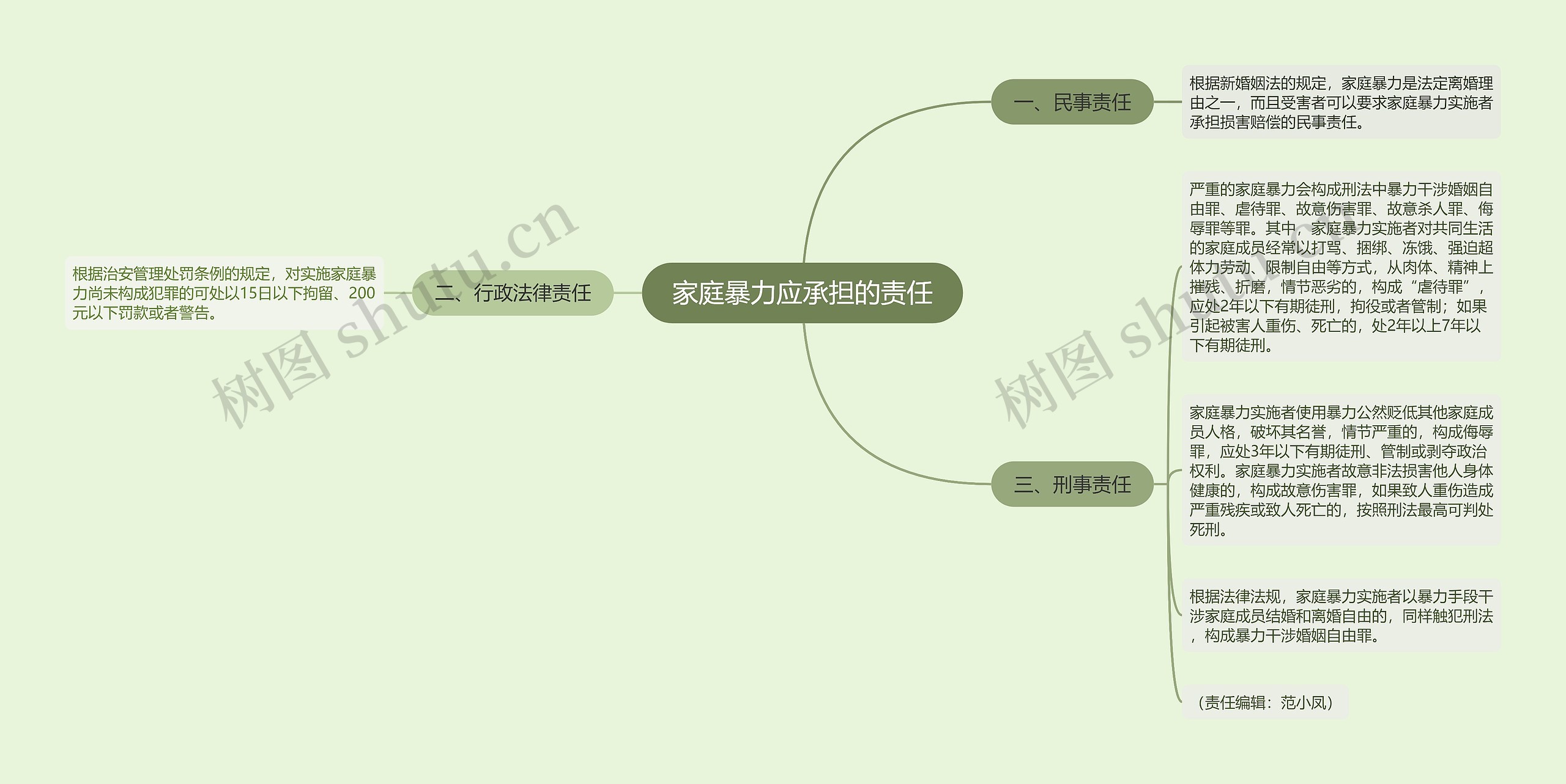 家庭暴力应承担的责任思维导图