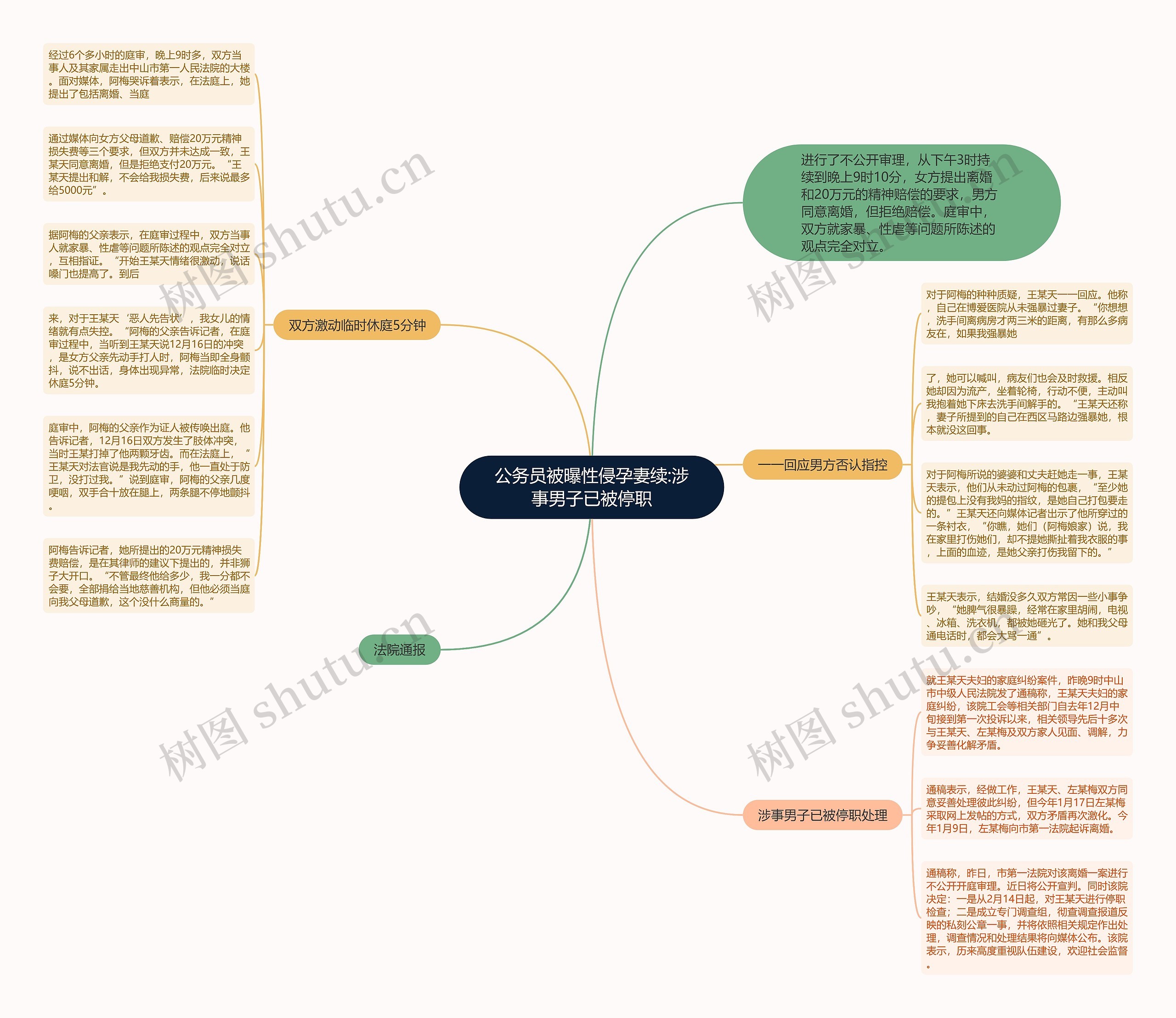 公务员被曝性侵孕妻续:涉事男子已被停职思维导图