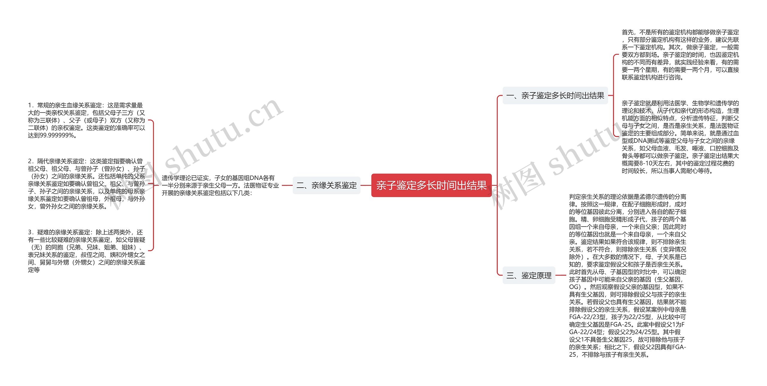 亲子鉴定多长时间出结果思维导图