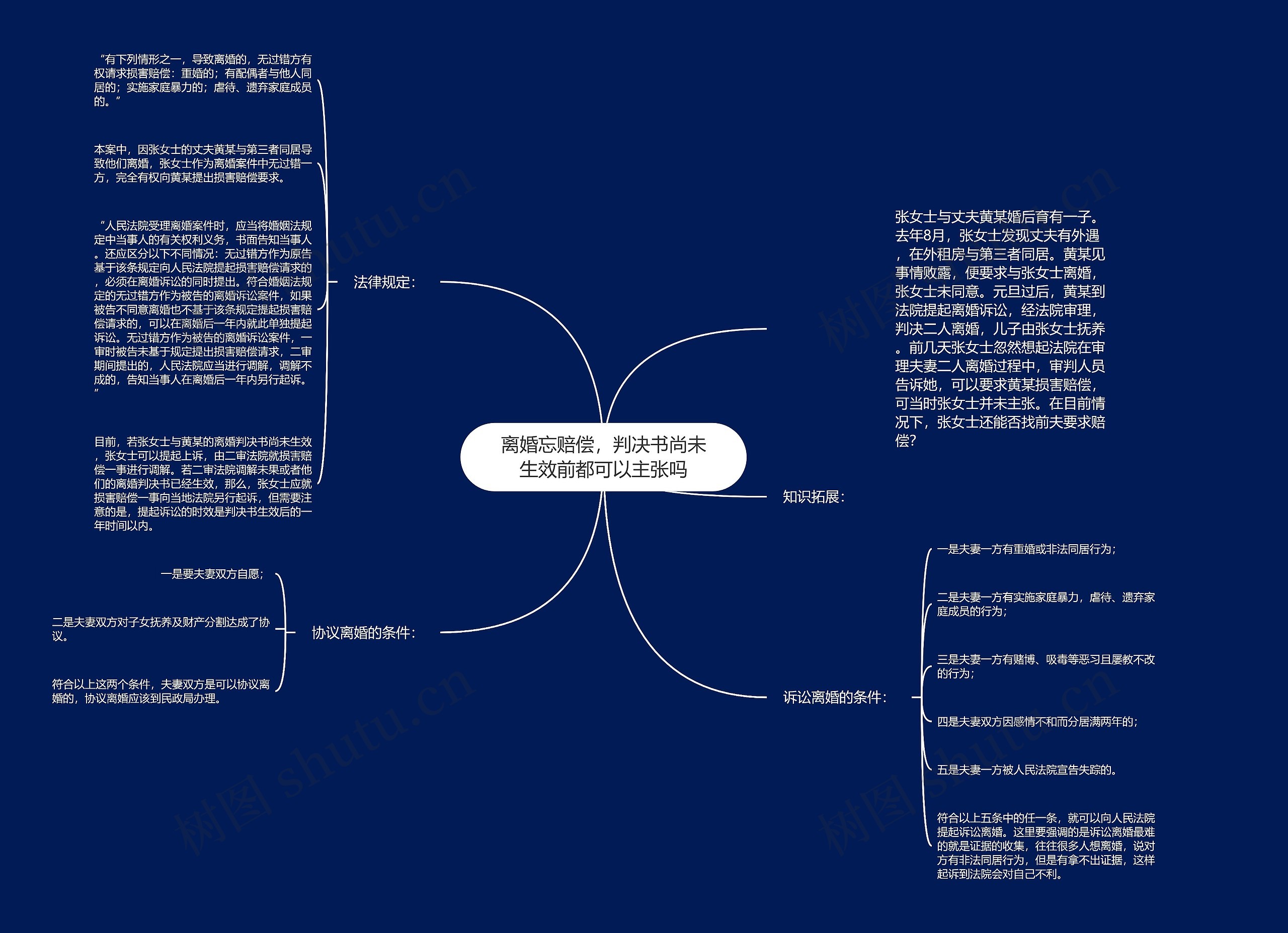 离婚忘赔偿，判决书尚未生效前都可以主张吗思维导图