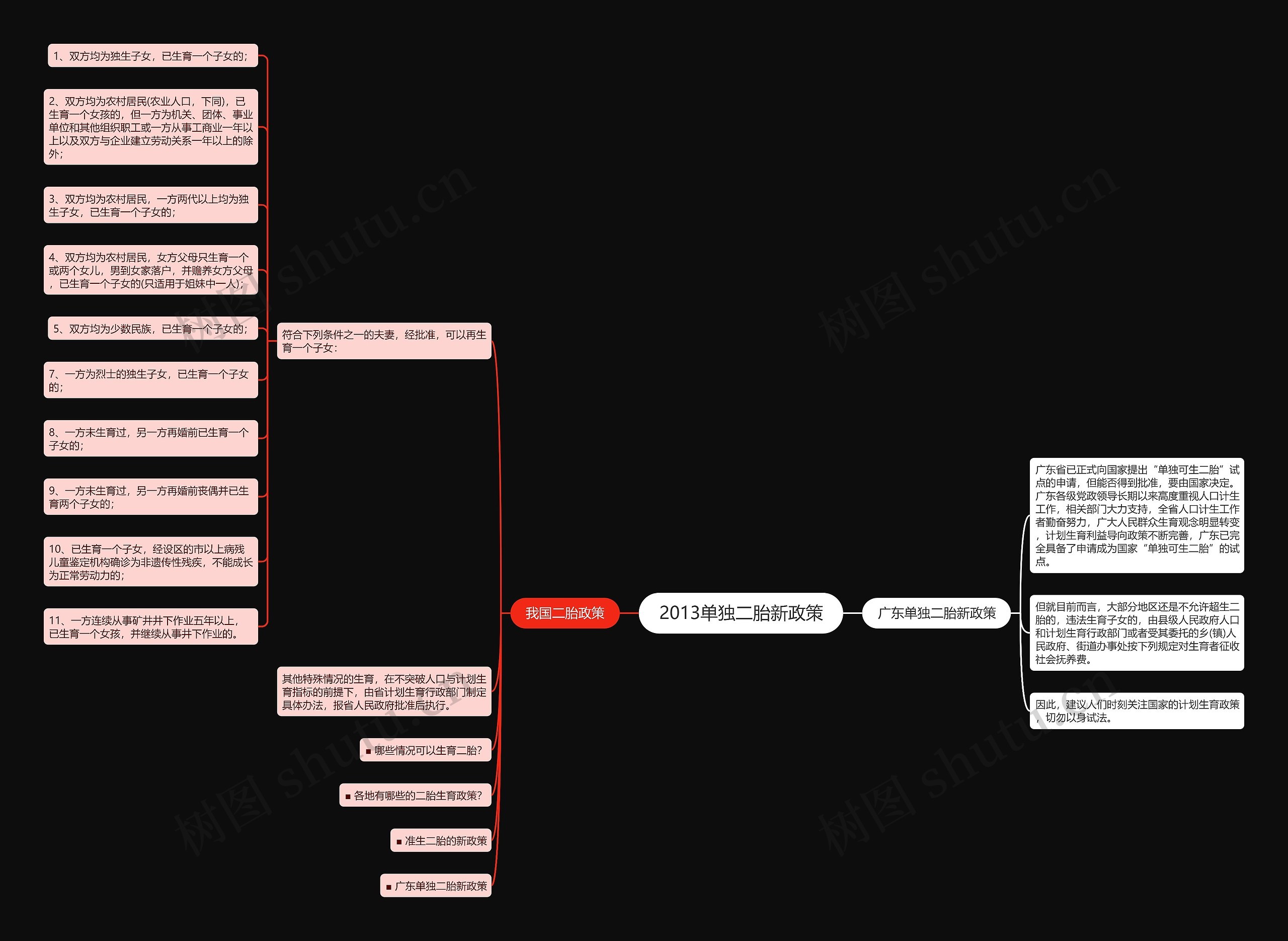 2013单独二胎新政策思维导图
