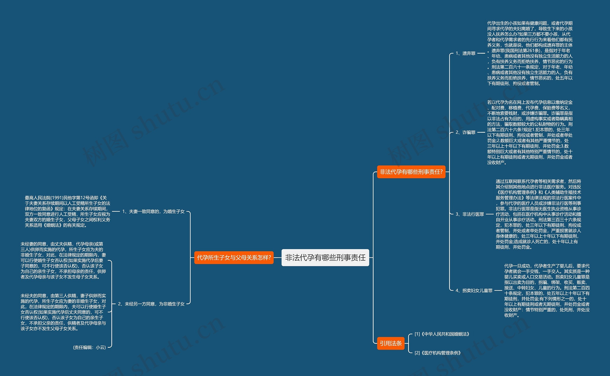 非法代孕有哪些刑事责任思维导图