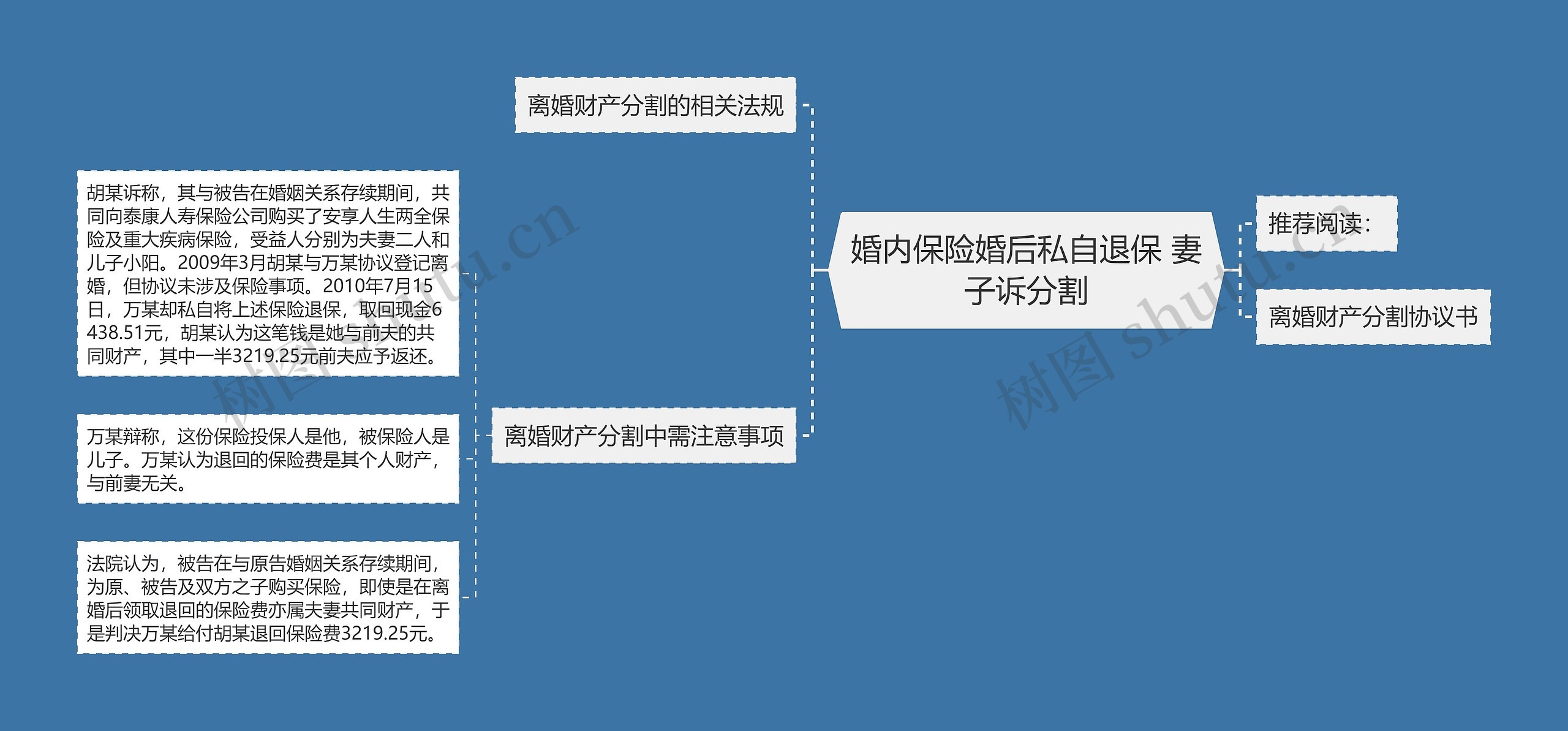 婚内保险婚后私自退保 妻子诉分割思维导图