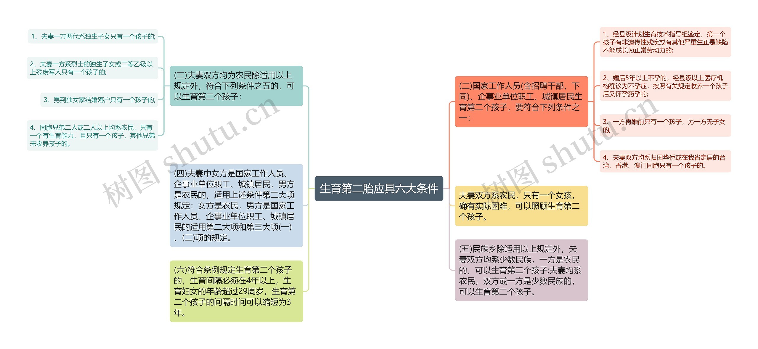 生育第二胎应具六大条件思维导图