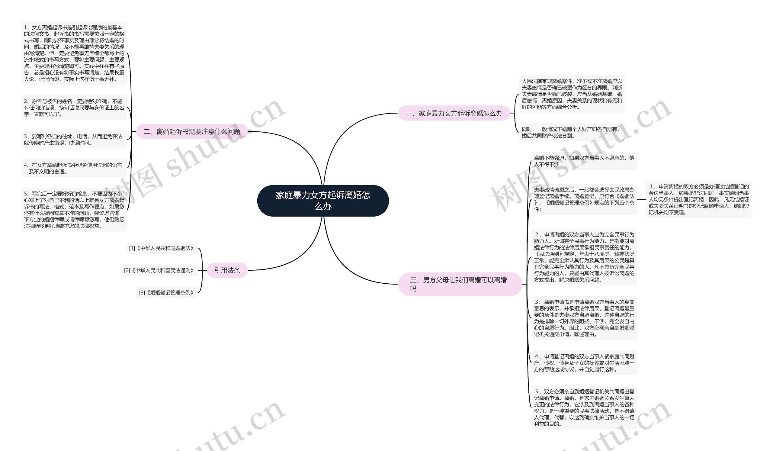 家庭暴力女方起诉离婚怎么办思维导图