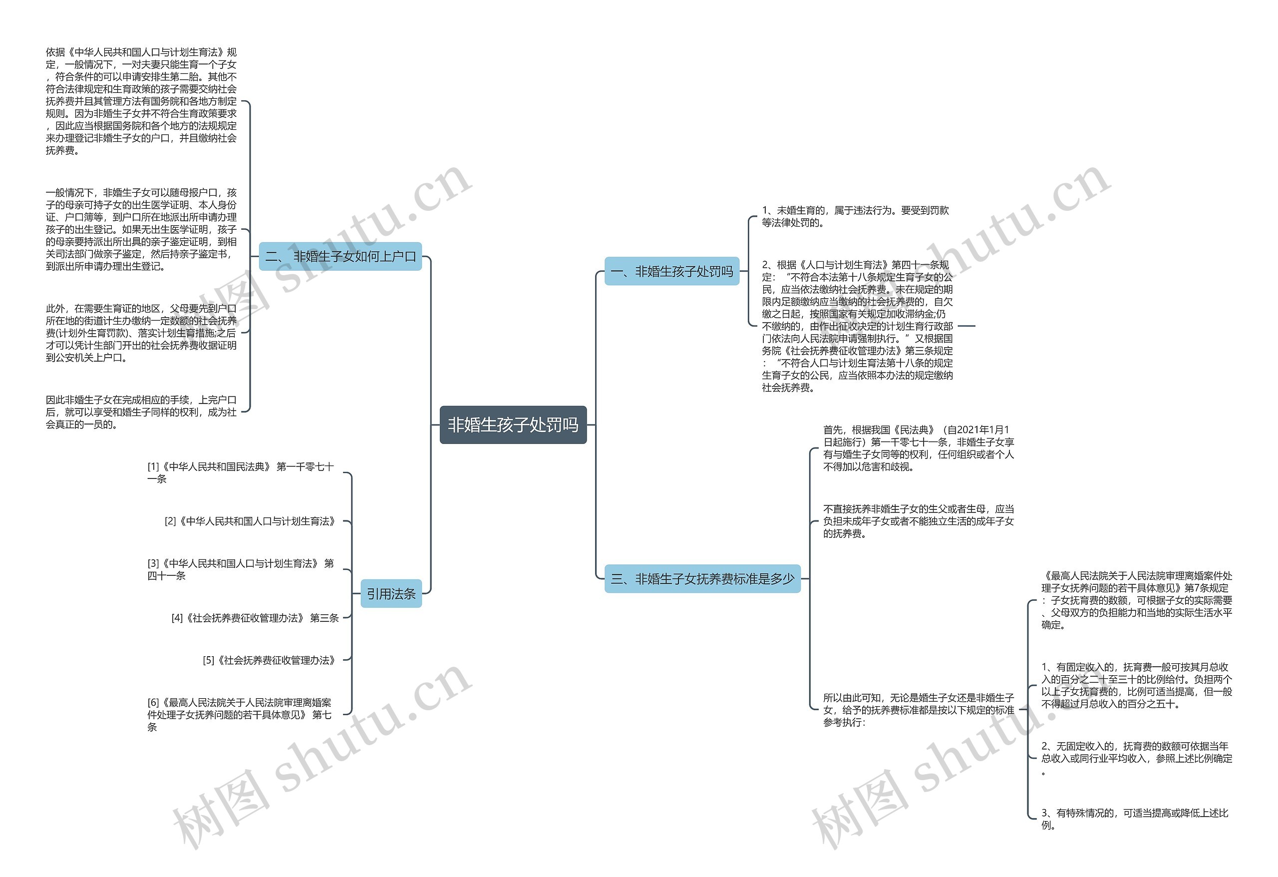 非婚生孩子处罚吗思维导图