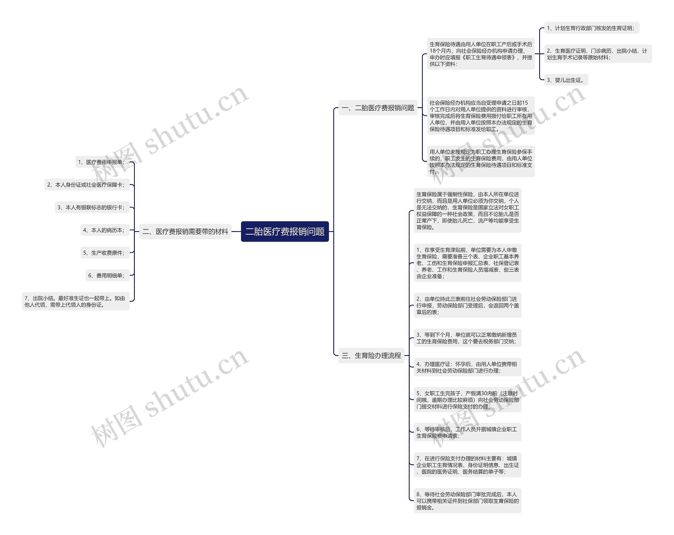 二胎医疗费报销问题思维导图