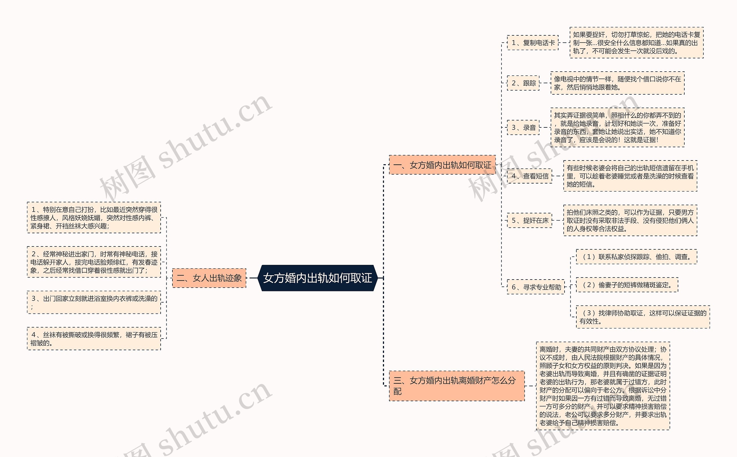 女方婚内出轨如何取证思维导图高清图 女方婚内出轨如何取证思维导图